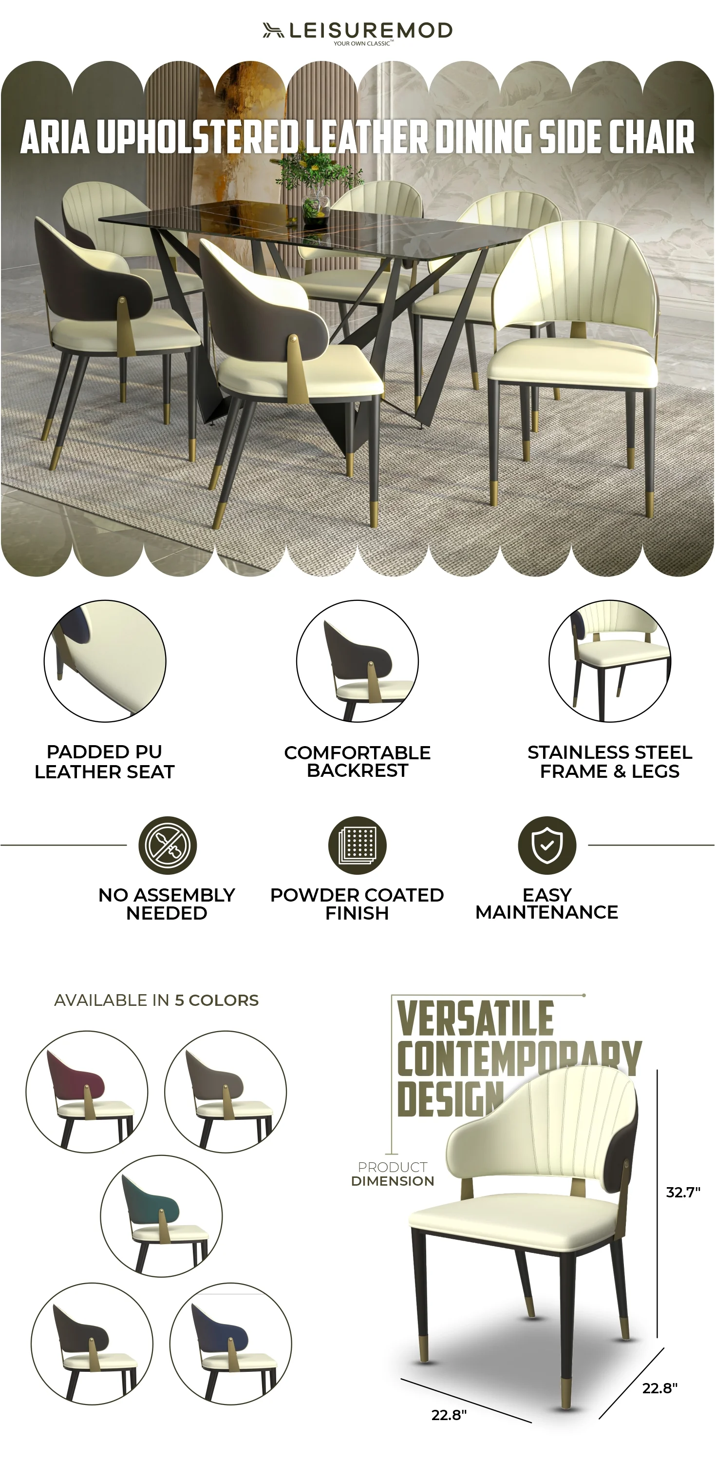 Aria Series Modern Dining Chair in Blue