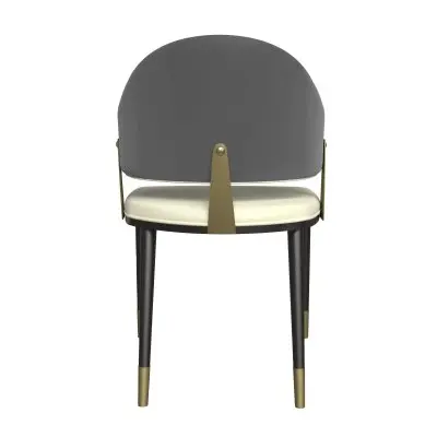 Zayle 7-Piece Dining Set with 55" Rectangular Dining Table in White/Gold Sintered Stone Top and 6 Leather Dining Chairs in Grey