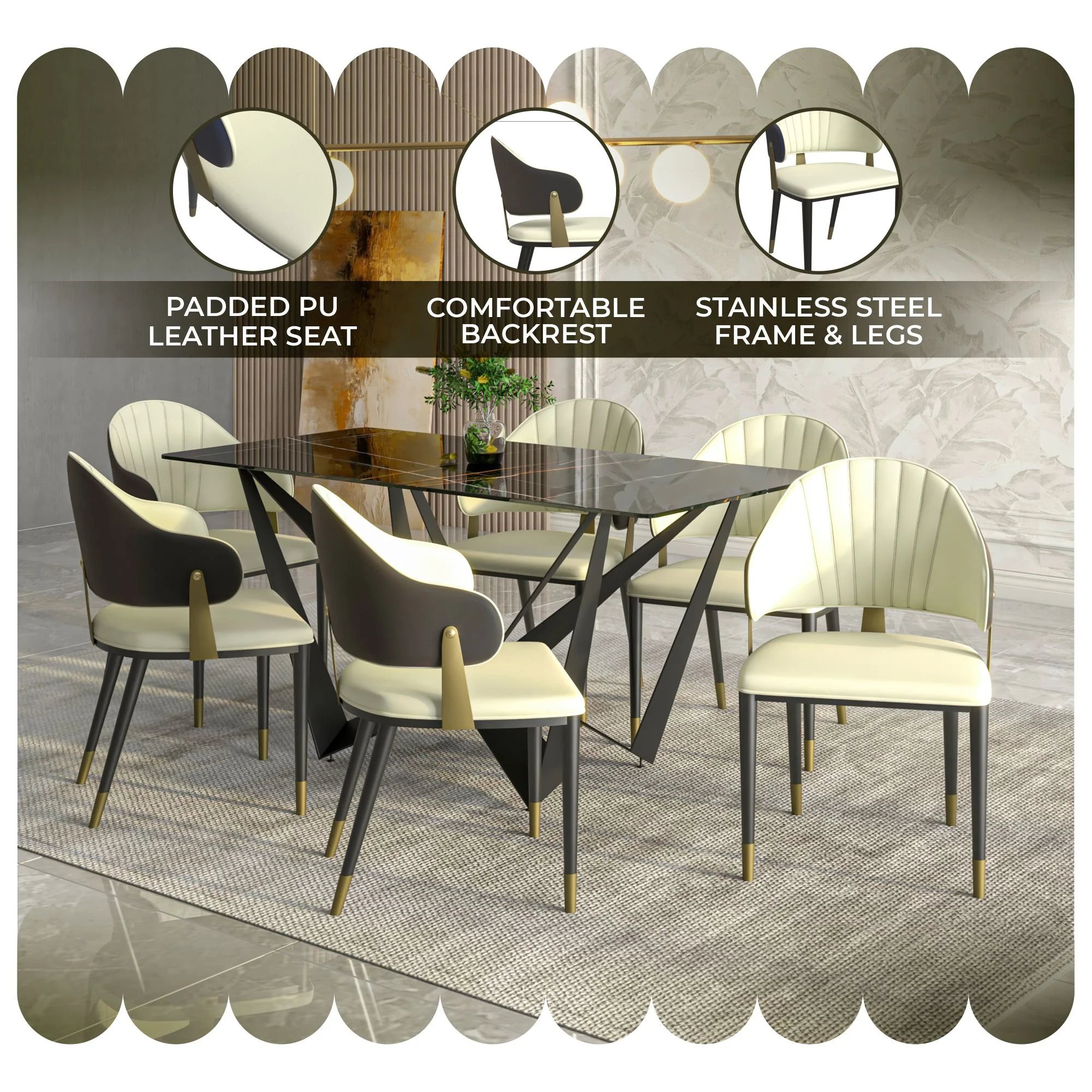 Aria Series Modern Dining Chair in Toupe