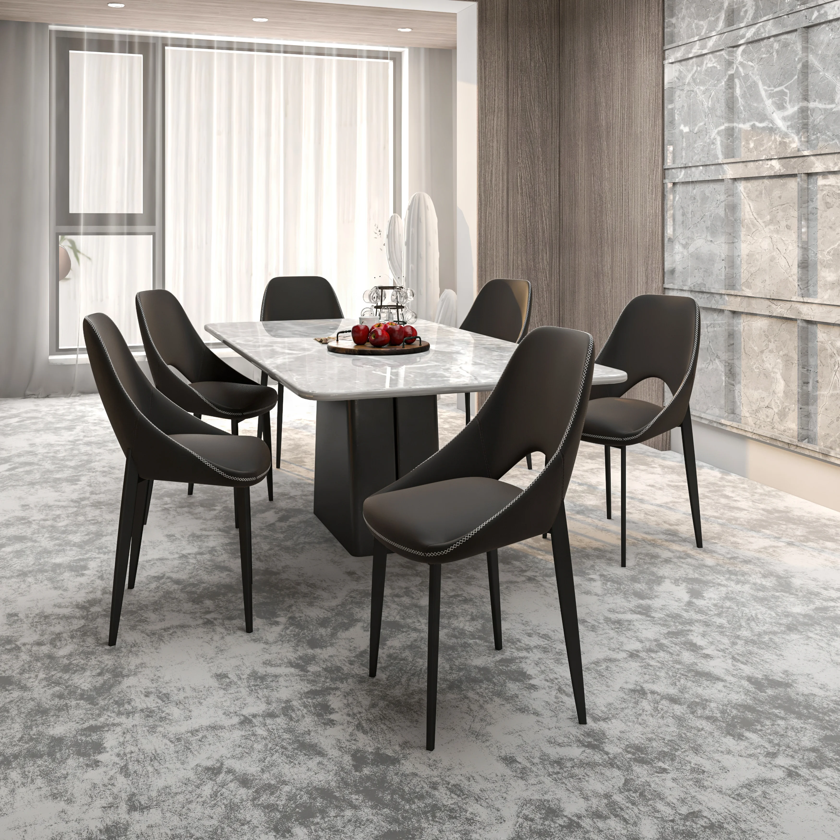 Amalfi Collection Fabric Modern Dining Chair in Charcoal