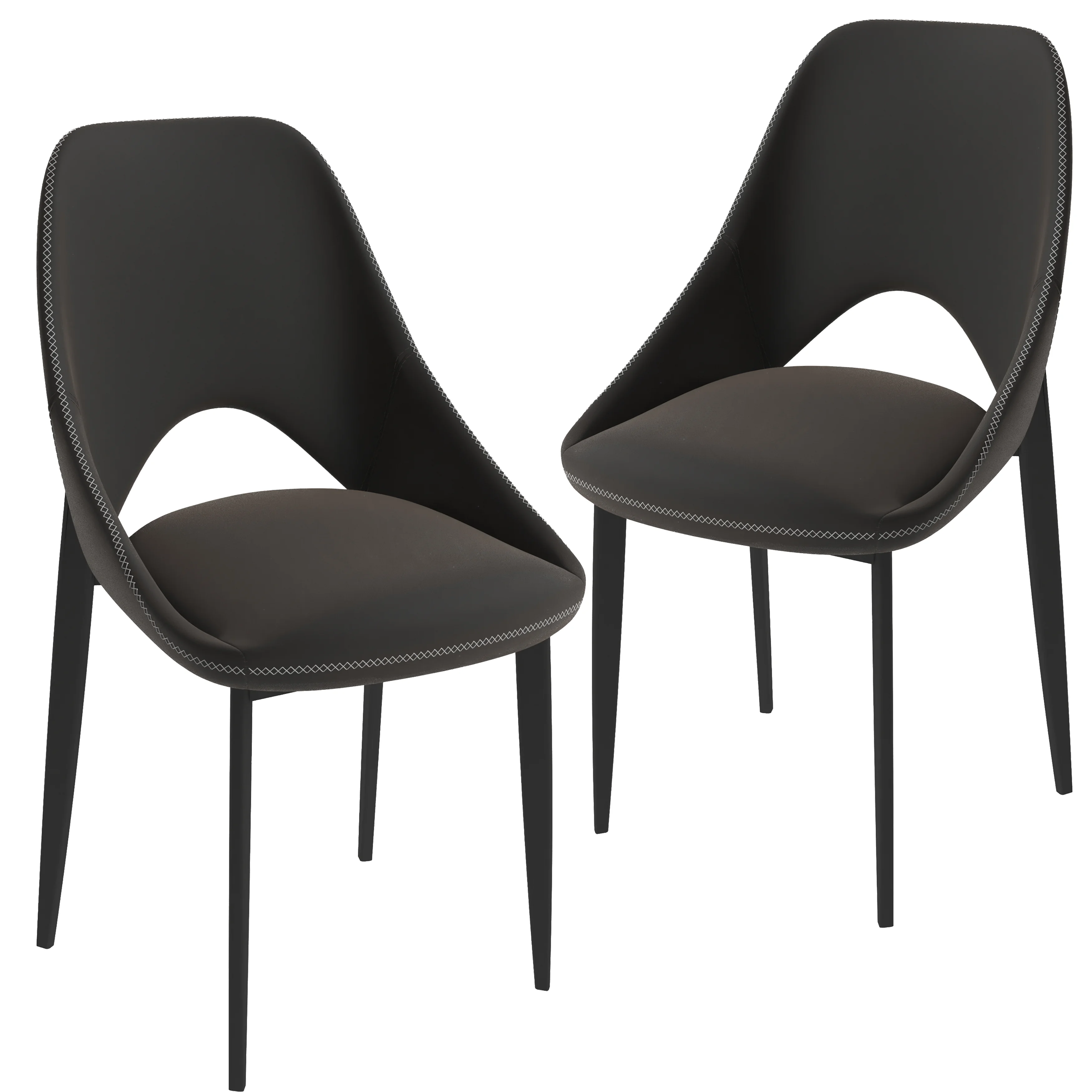 Amalfi Collection Fabric Modern Dining Chair in Charcoal - Set of 2