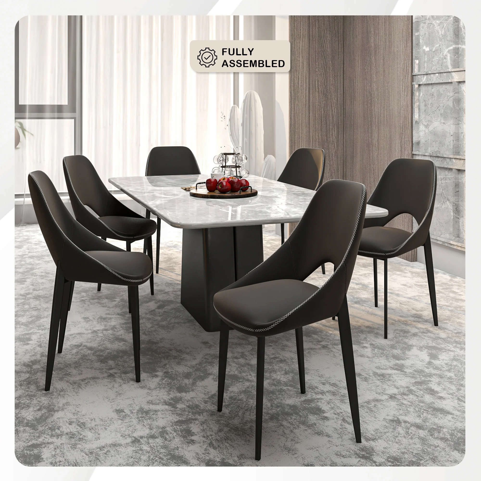 Amalfi Collection Fabric Modern Dining Chair in Charcoal - Set of 4