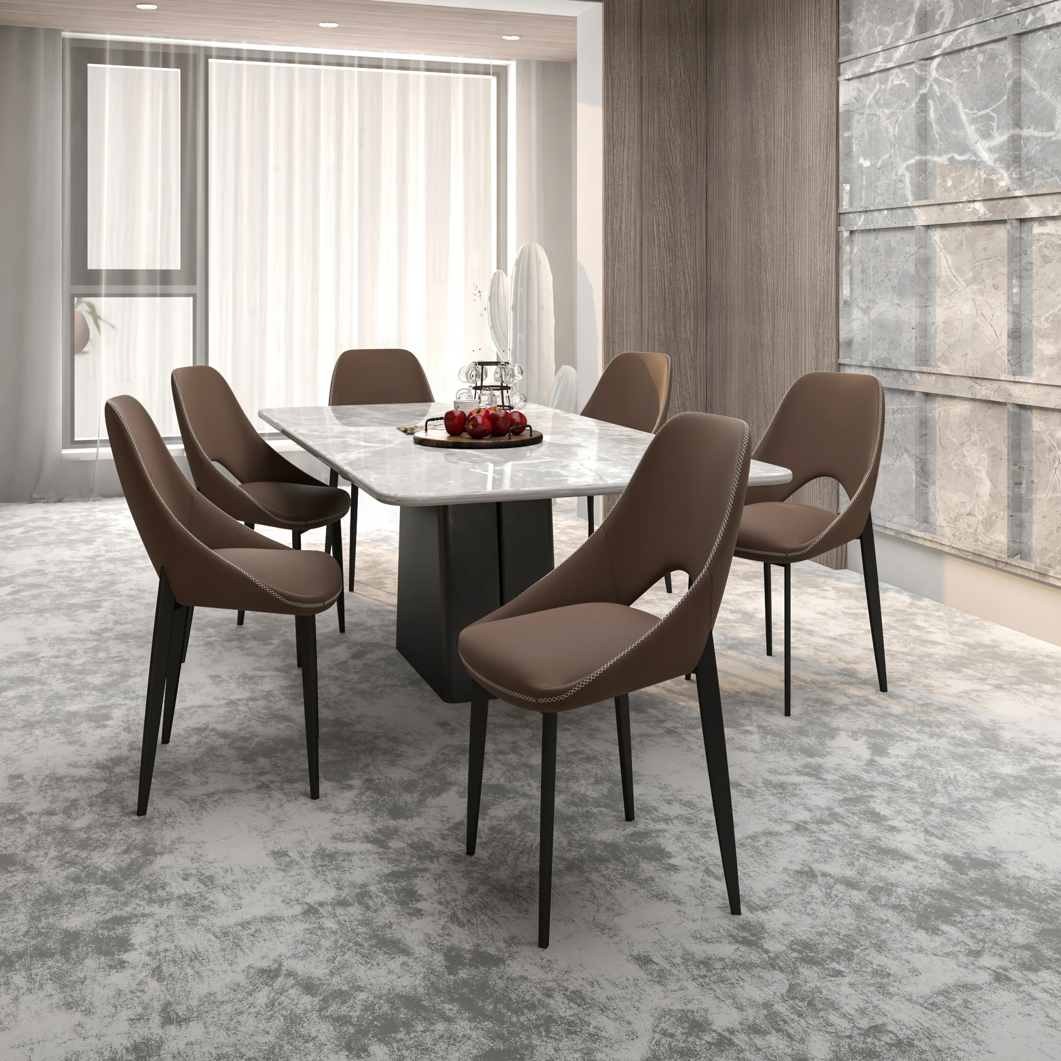 Amalfi Collection Fabric Modern Dining Chair in Light Brown