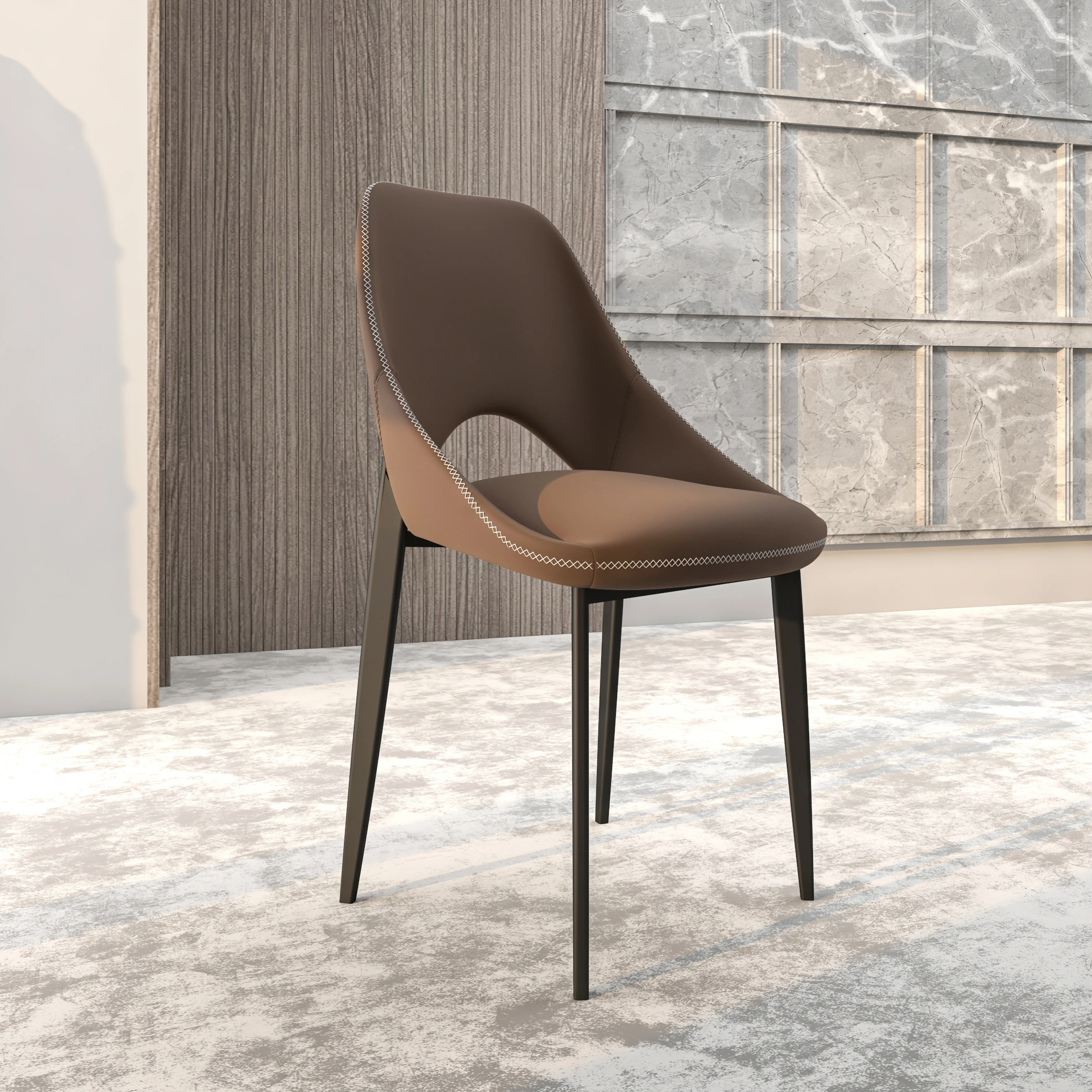 Amalfi Collection Fabric Modern Dining Chair in Light Brown
