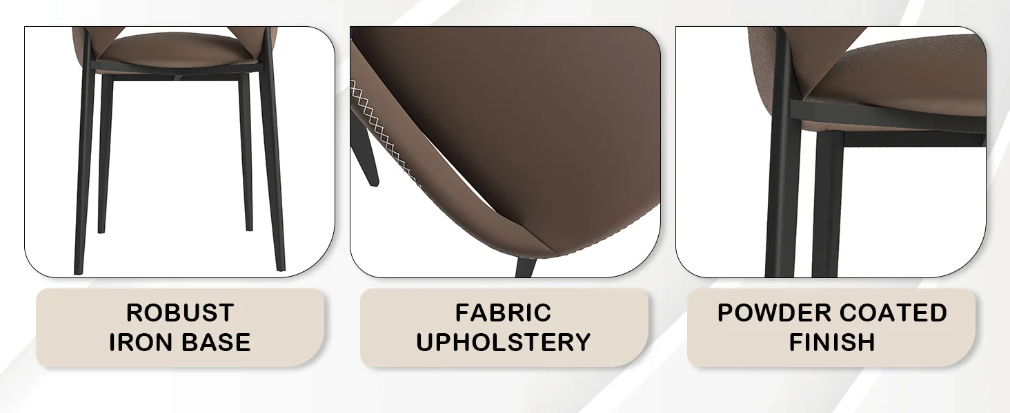 Amalfi Collection Fabric Modern Dining Chair in Light Brown - Set of 2