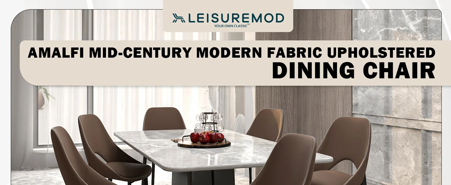 Amalfi Collection Fabric Modern Dining Chair in Light Brown - Set of 2