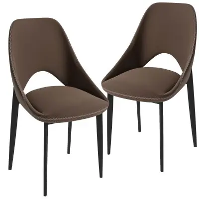 Amalfi Collection Fabric Modern Dining Chair in Light Brown - Set of 2