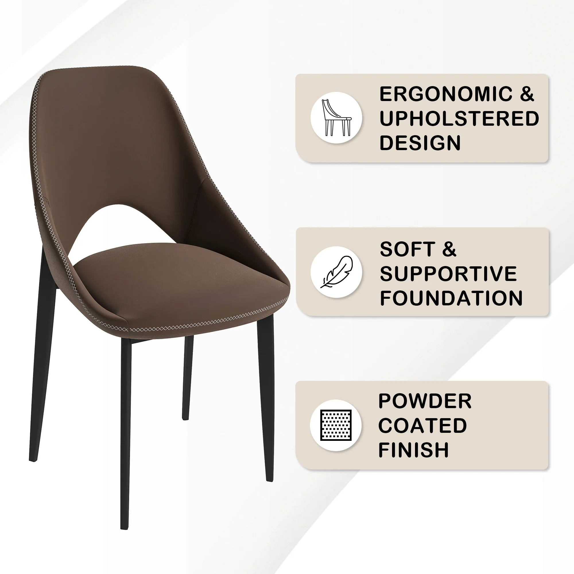 Amalfi Collection Fabric Modern Dining Chair in Light Brown - Set of 4