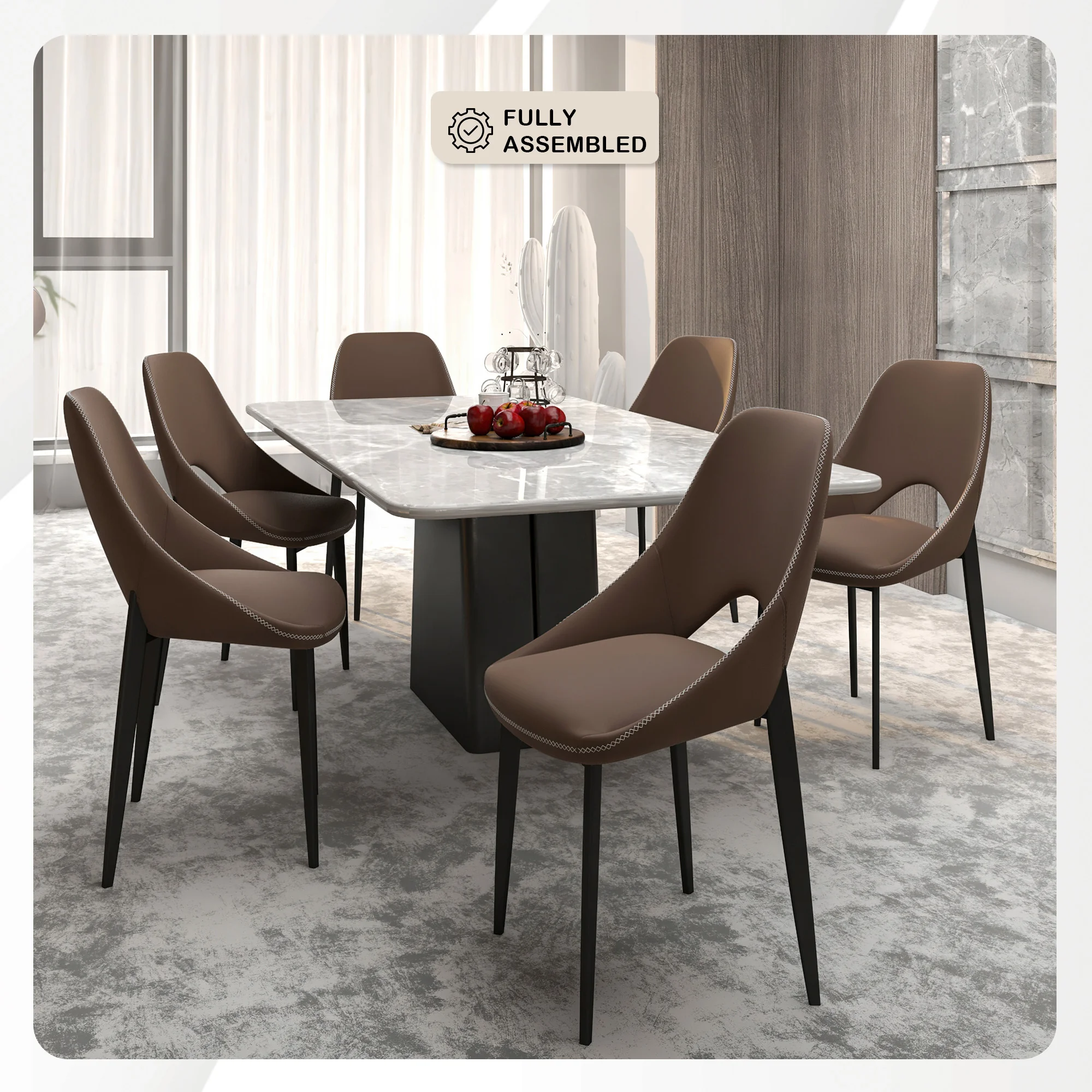Amalfi Collection Fabric Modern Dining Chair in Light Brown - Set of 4