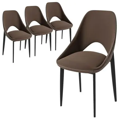 Amalfi Collection Fabric Modern Dining Chair in Light Brown - Set of 4