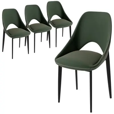 Amalfi Collection Modern Fabric Dining Chair in Olive Green - Set of 4