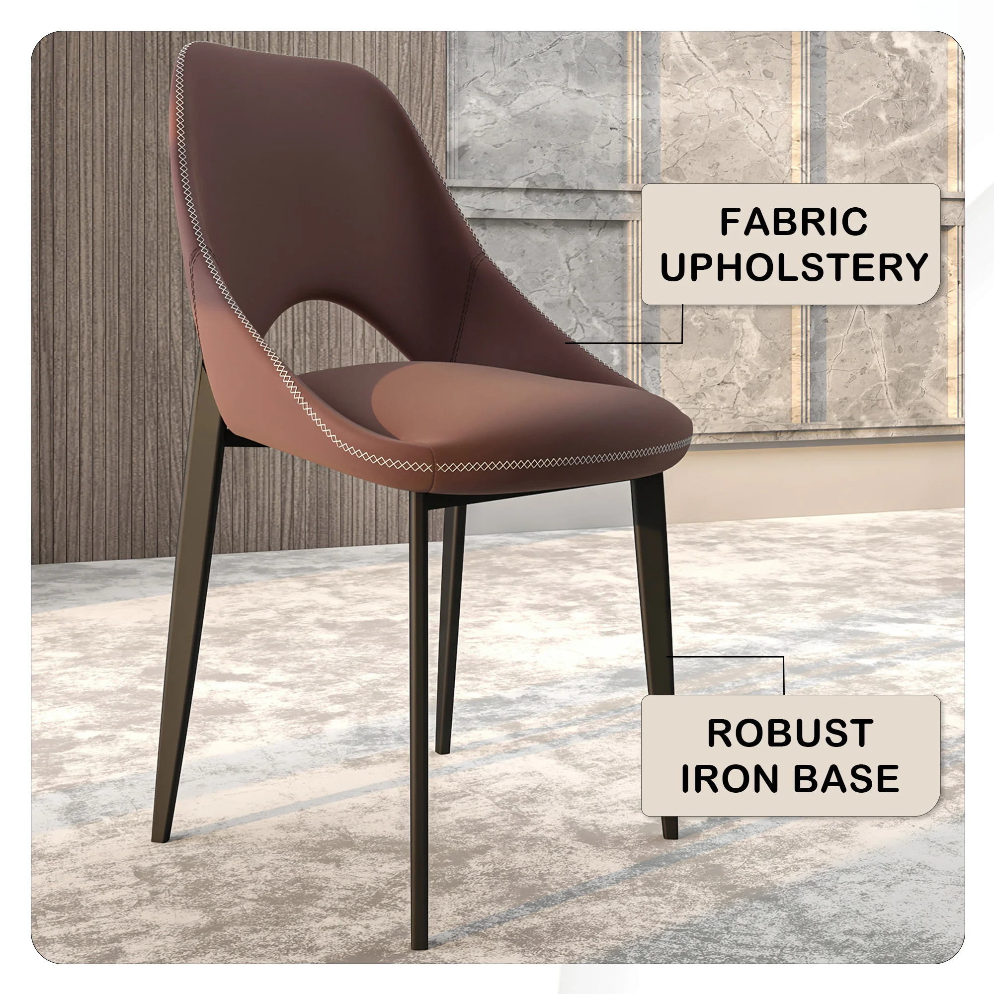 Amalfi Collection Fabric Modern Dining Chair in Plum Purple