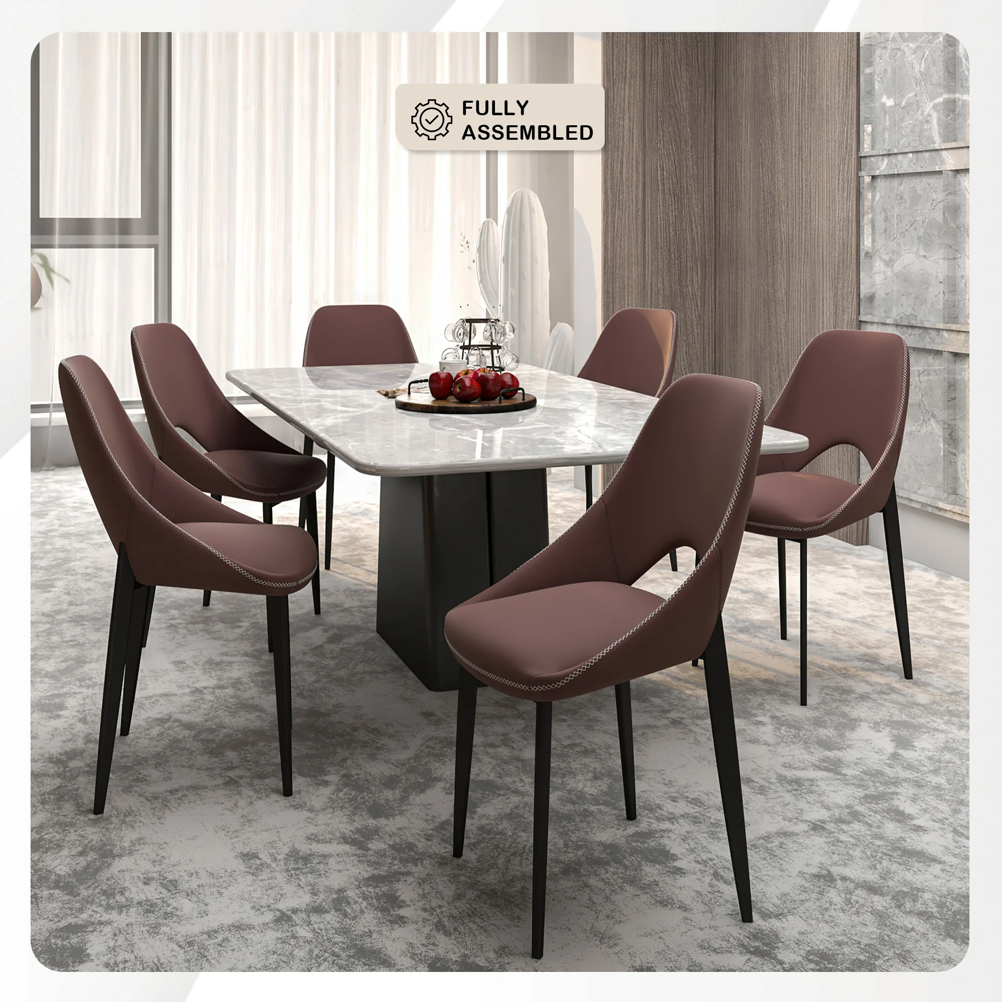 Amalfi Collection Fabric Modern Dining Chair in Plum Purple