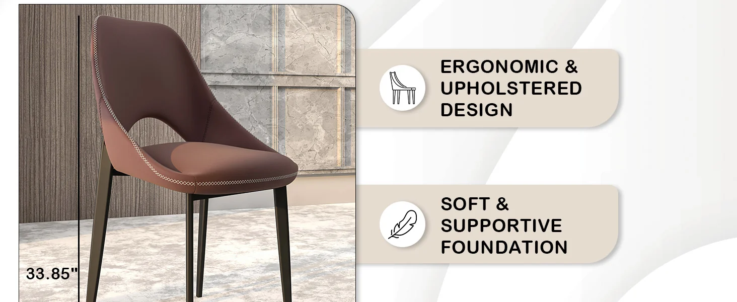 Amalfi Collection Fabric Modern Dining Chair in Plum Purple - Set of 2