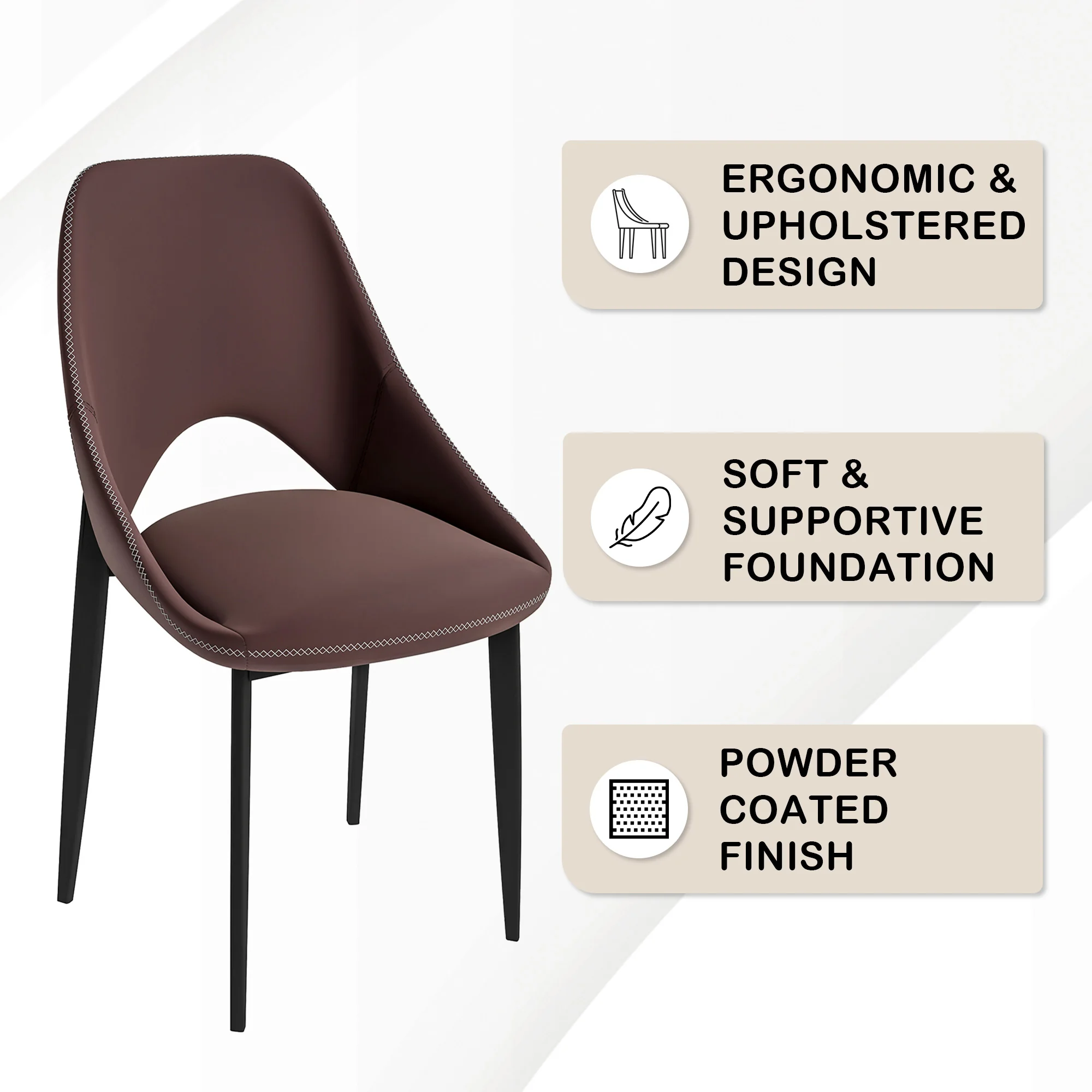 Amalfi Collection Fabric Modern Dining Chair in Plum Purple - Set of 4