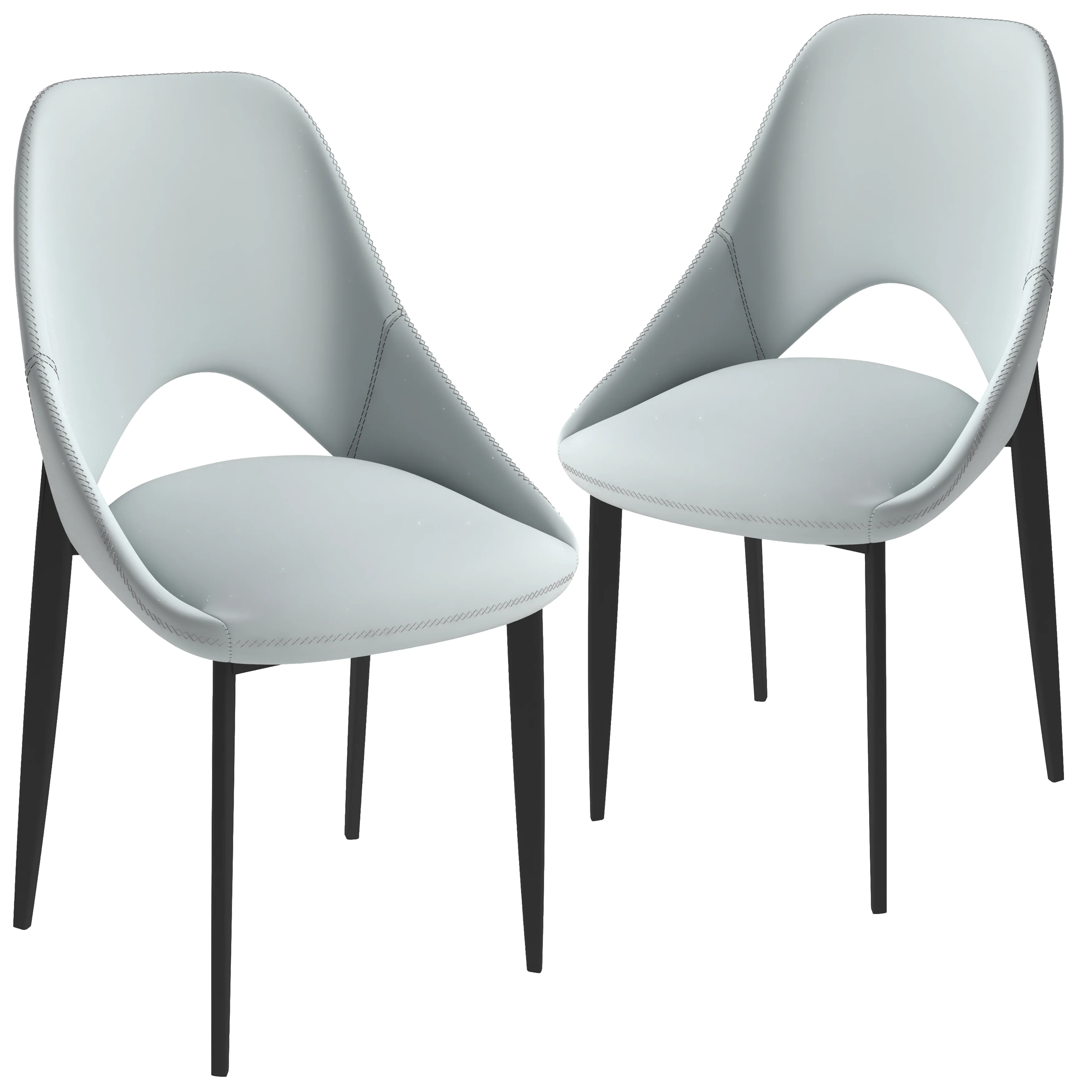 Amalfi Collection Modern Fabric Dining Chair in Coconut White - Set of 2