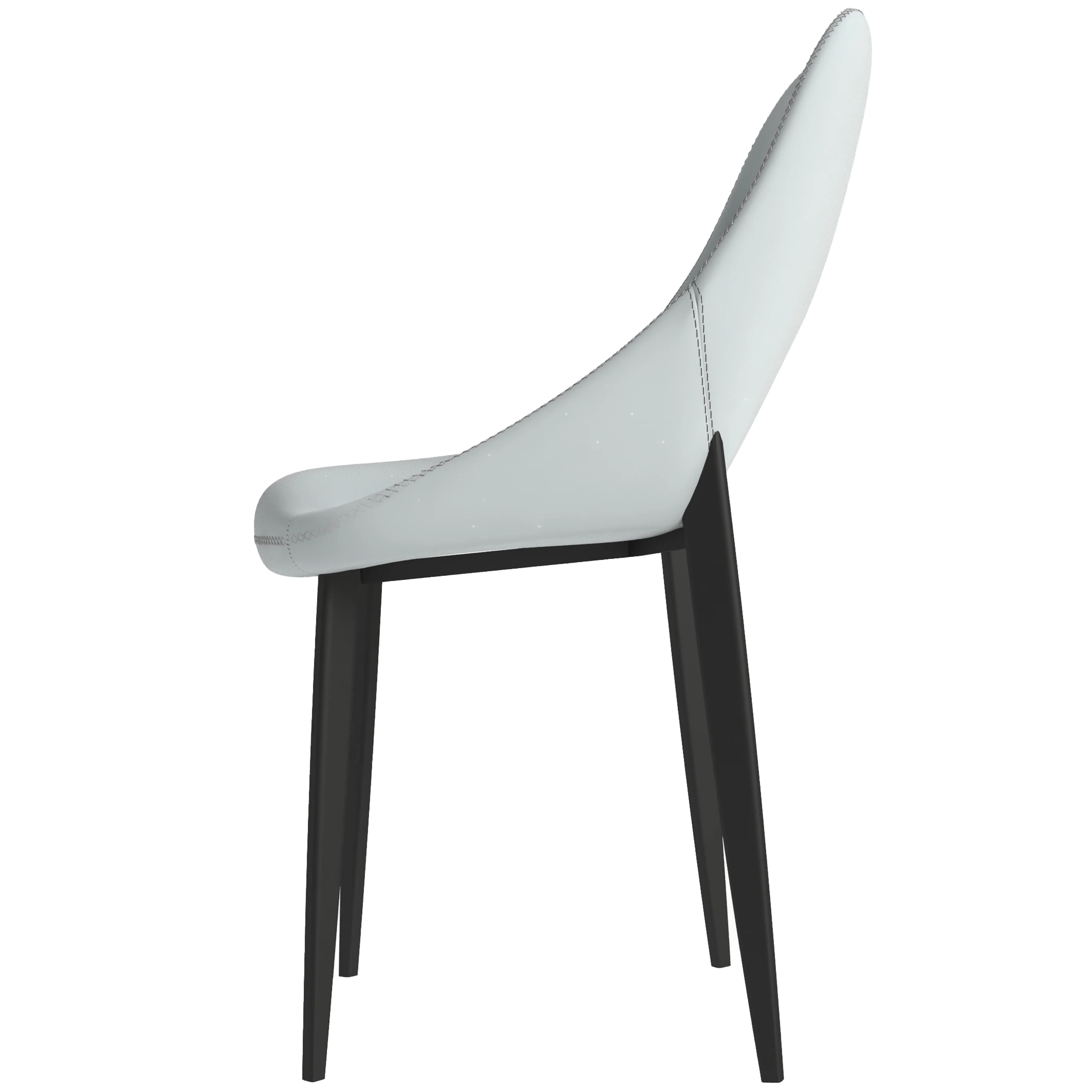 Amalfi Collection Modern Fabric Dining Chair in Coconut White - Set of 2