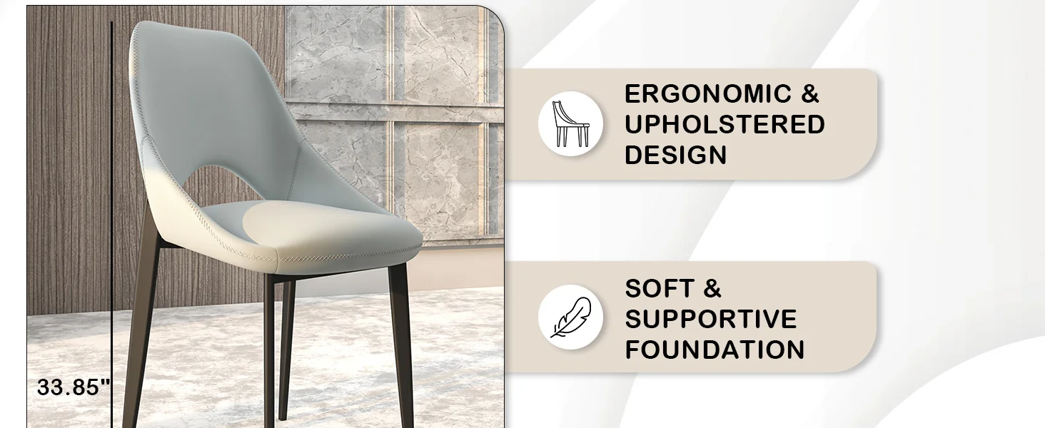 Amalfi Collection Modern Fabric Dining Chair in Coconut White - Set of 4