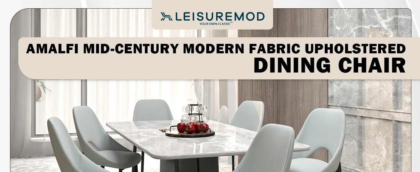 Amalfi Collection Modern Fabric Dining Chair in Coconut White - Set of 4