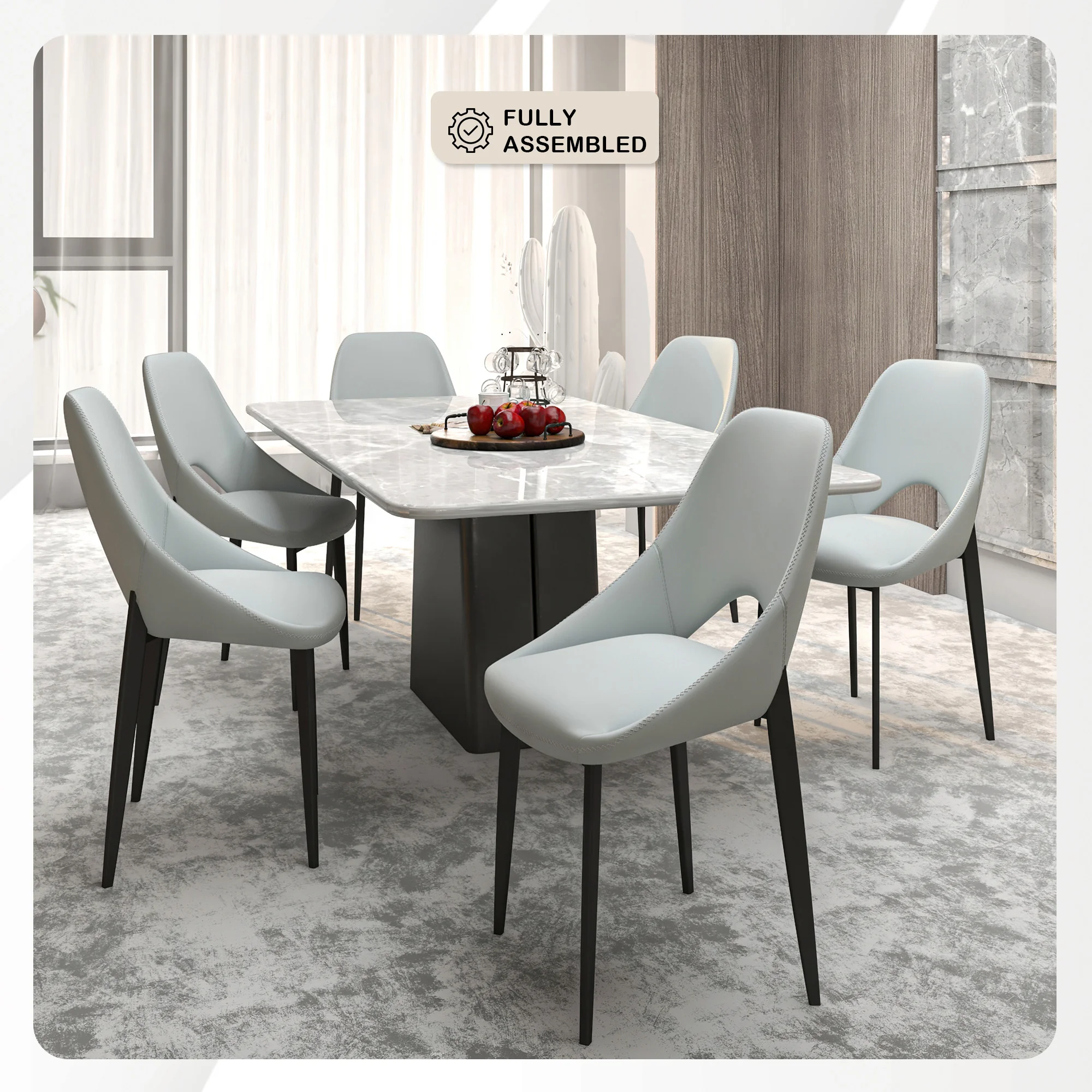 Amalfi Collection Modern Fabric Dining Chair in Coconut White - Set of 4