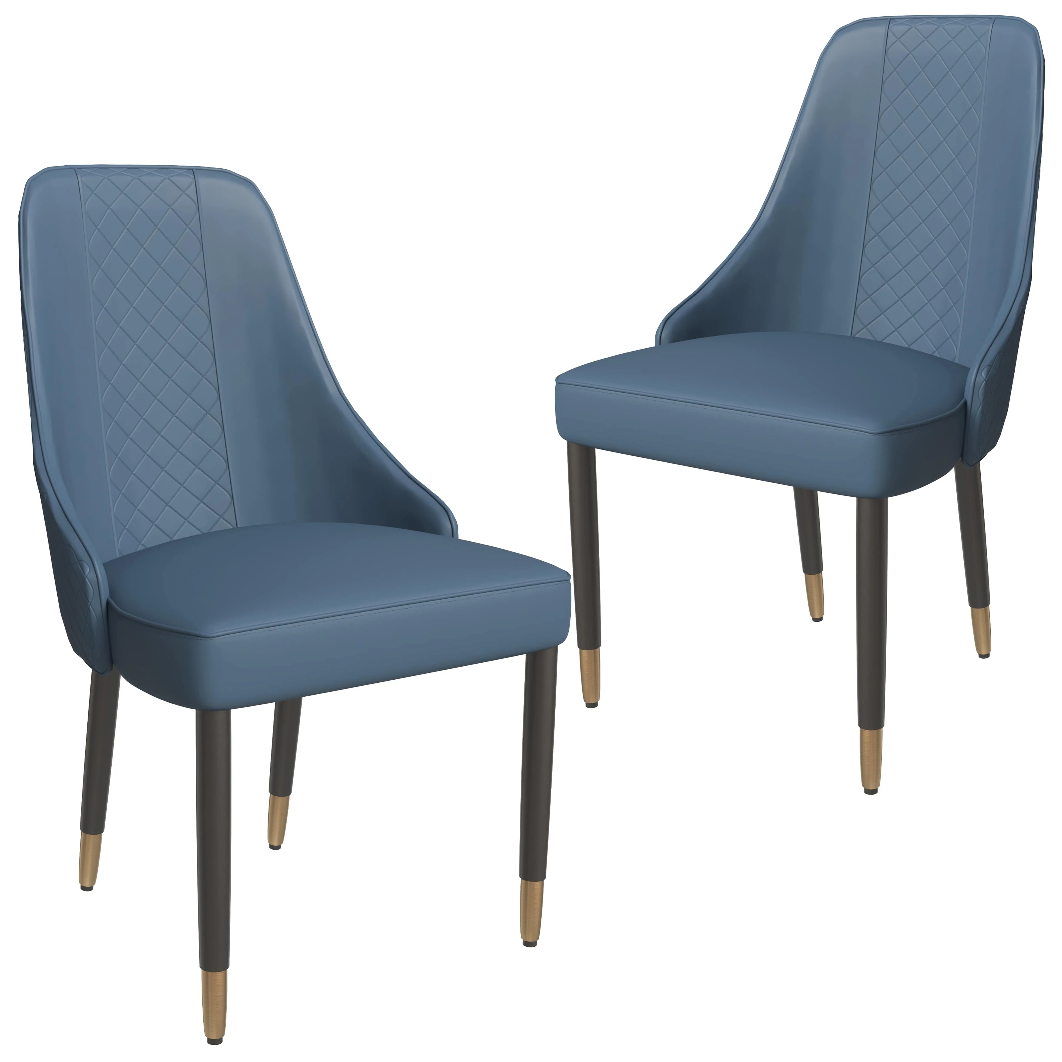 Allure Collection Modern Dining Chair In Yale Blue Fabric - Set of 2