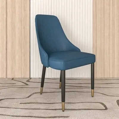 Allure Collection Modern Dining Chair In Yale Blue Fabric - Set of 2