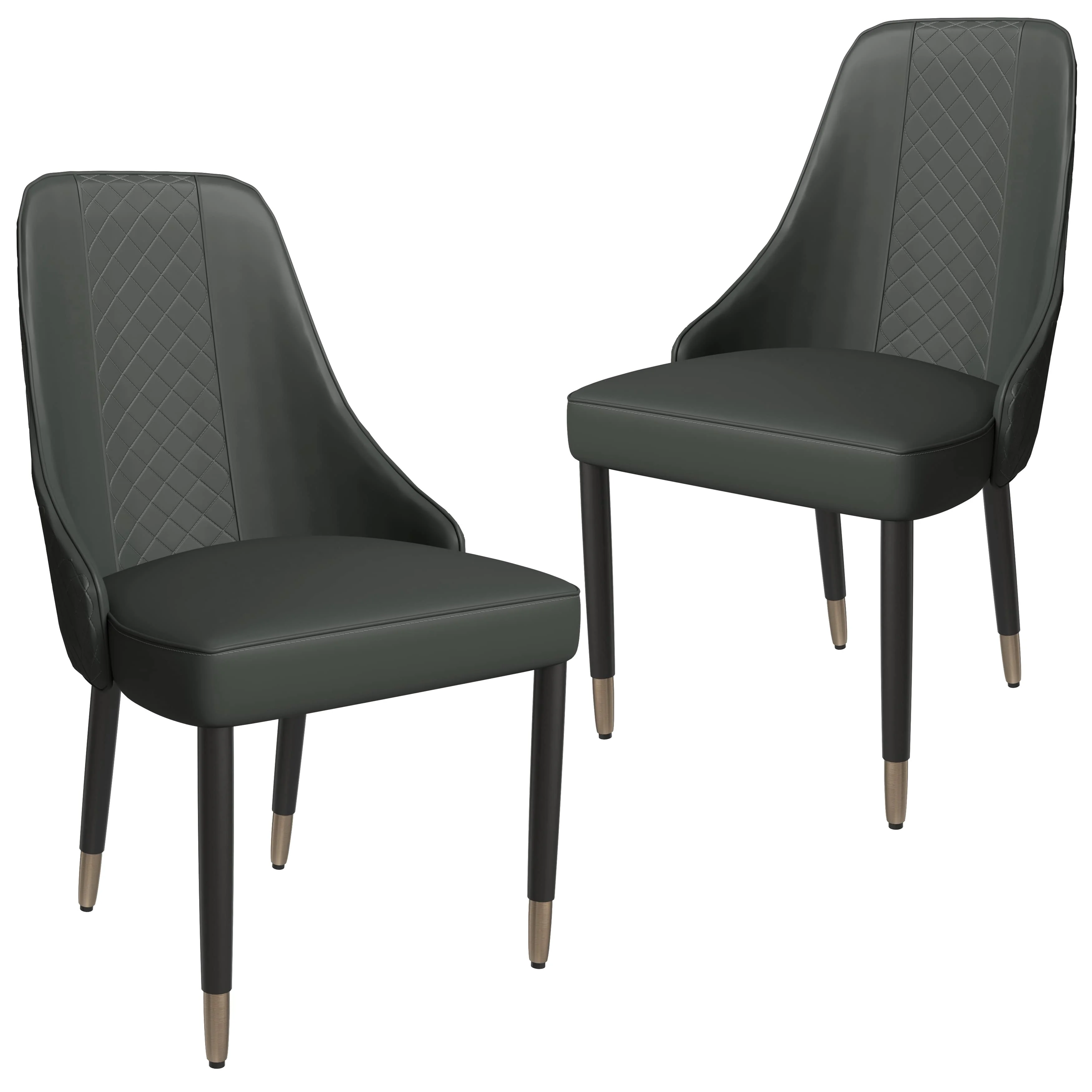 Allure Collection Modern Dining Chair In Olive Green Fabric - Set of 2