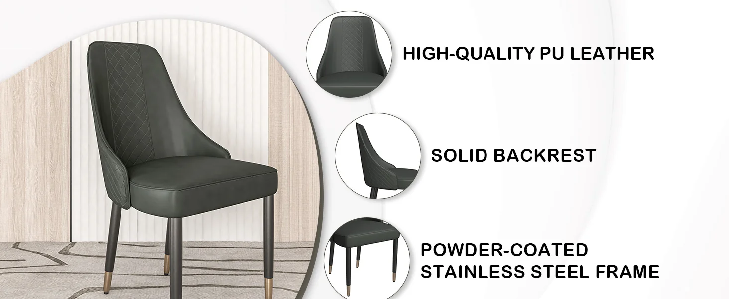 Allure Collection Modern Dining Chair In Olive Green Fabric - Set of 2