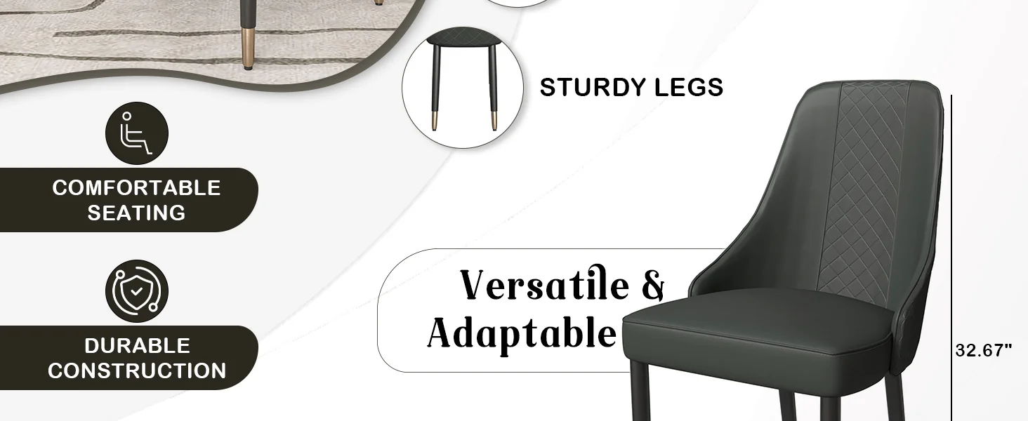 Allure Collection Modern Dining Chair In Olive Green Fabric - Set of 2