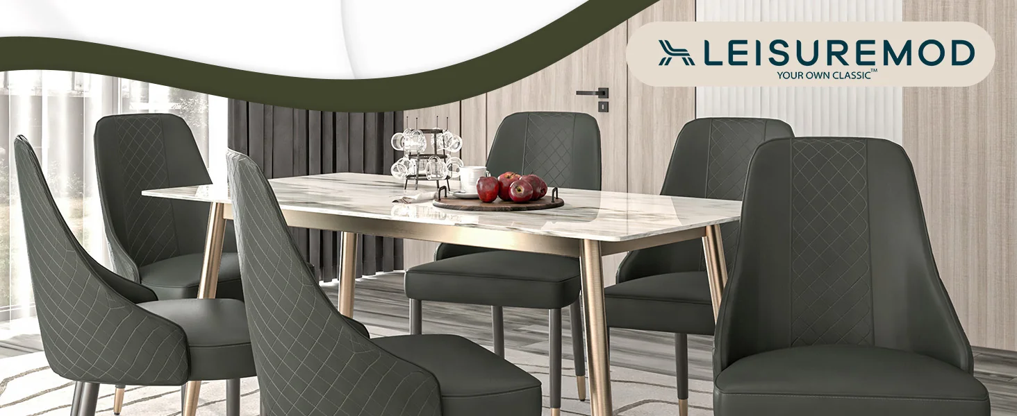 Allure Collection Modern Dining Chair In Olive Green Fabric - Set of 2