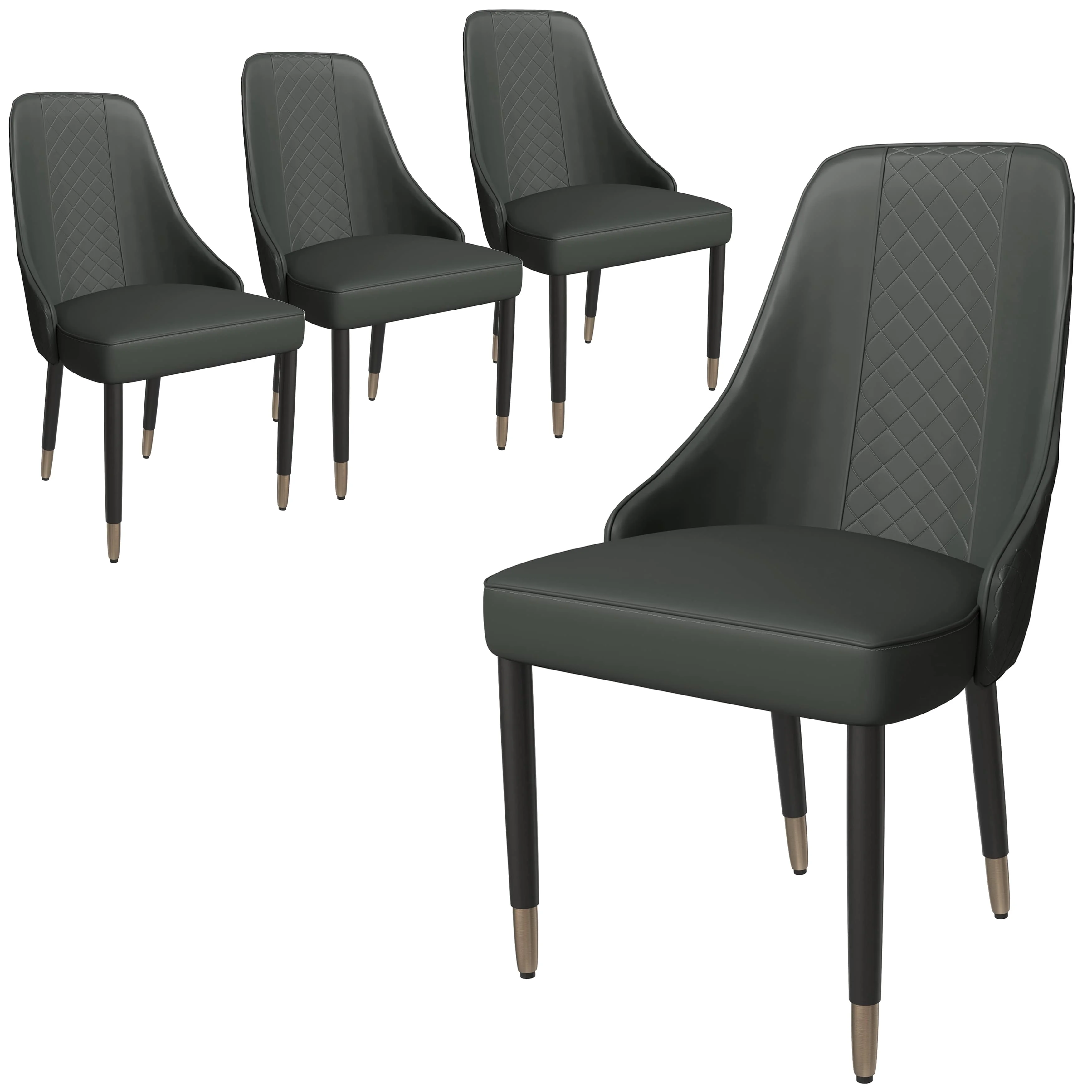 Allure Collection Modern Dining Chair In Olive Green Fabric - Set of 4