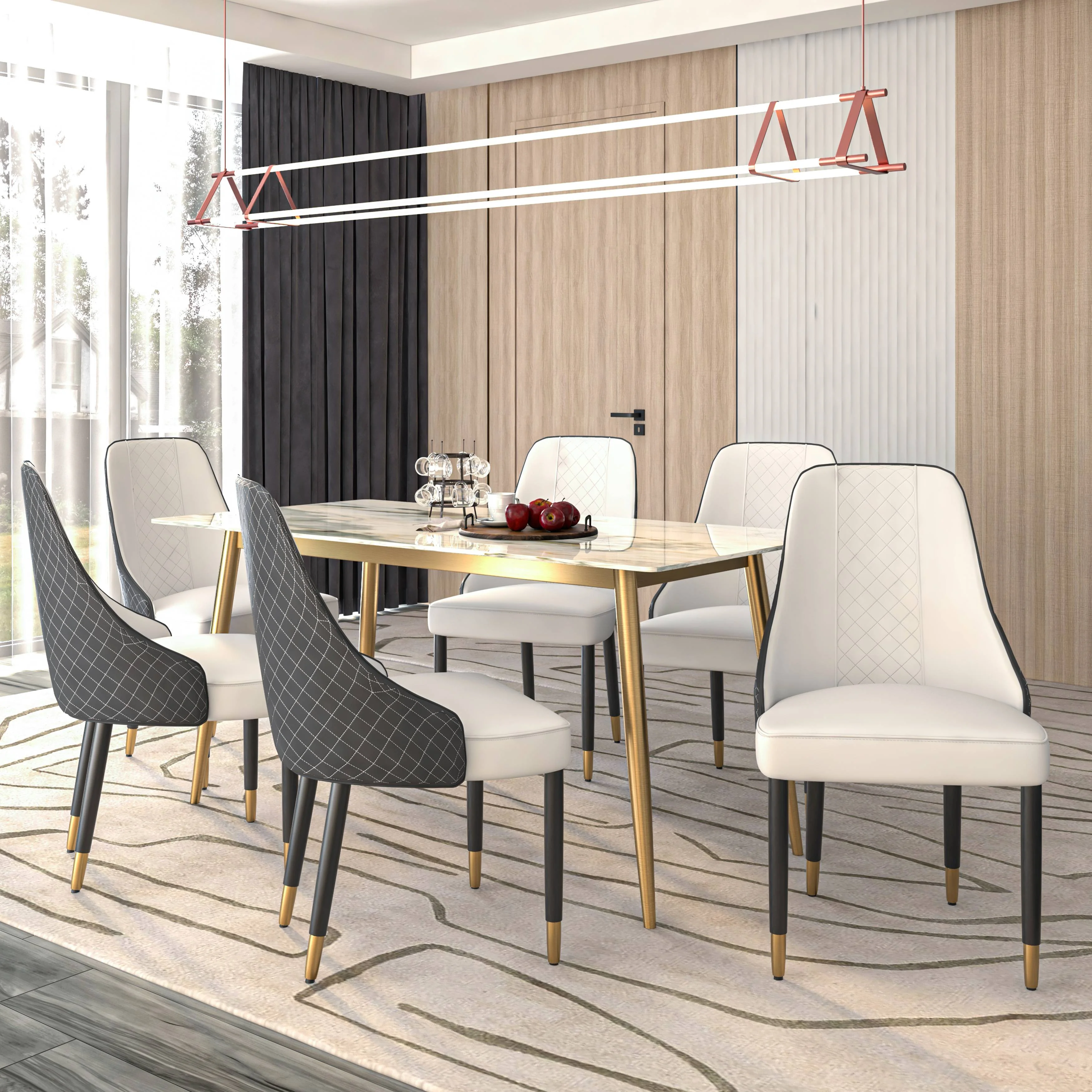 Allure Collection Modern Dining Chair In Black Fabric - Set of 4