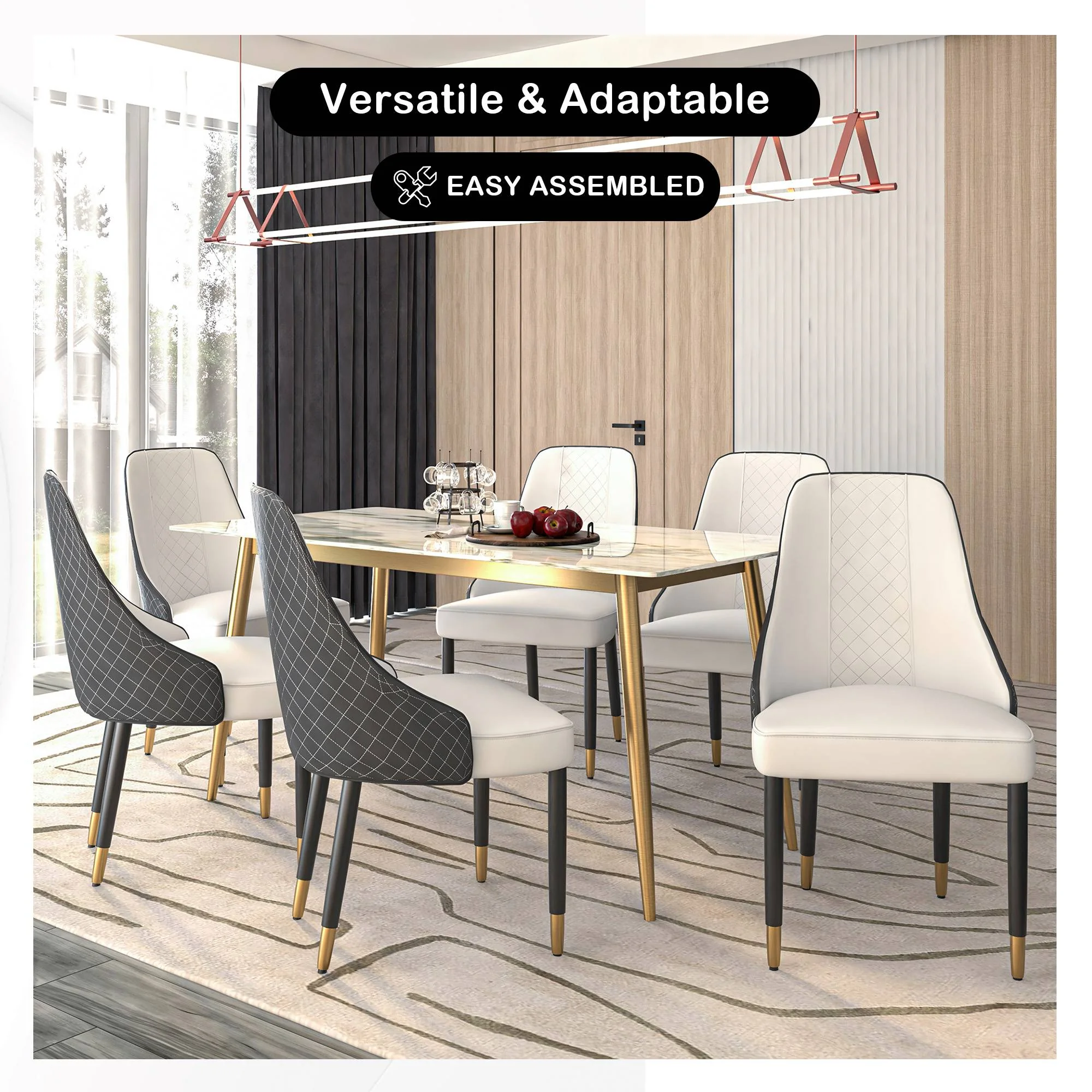 Allure Collection Modern Dining Chair In Black Fabric - Set of 4