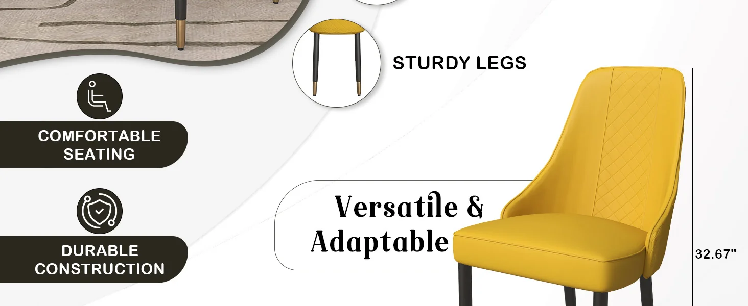 Allure Collection Modern Dining Chair In Mustard Yellow