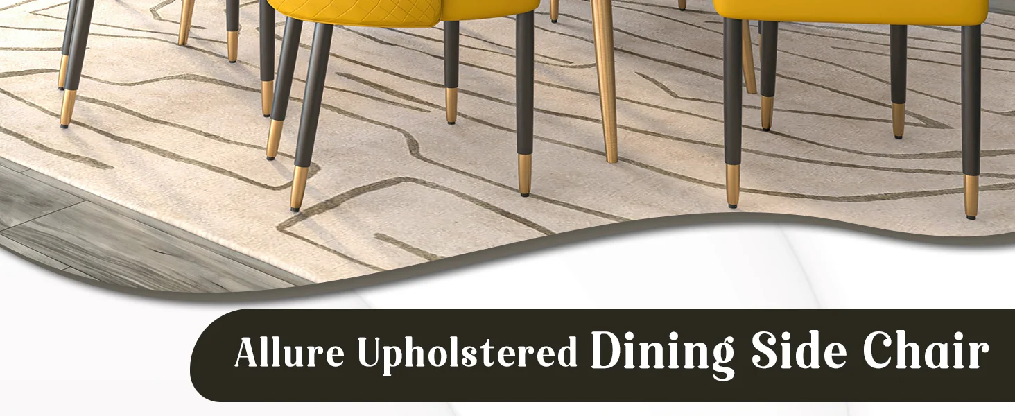 Allure Collection Modern Dining Chair In Mustard Yellow - Set of 2