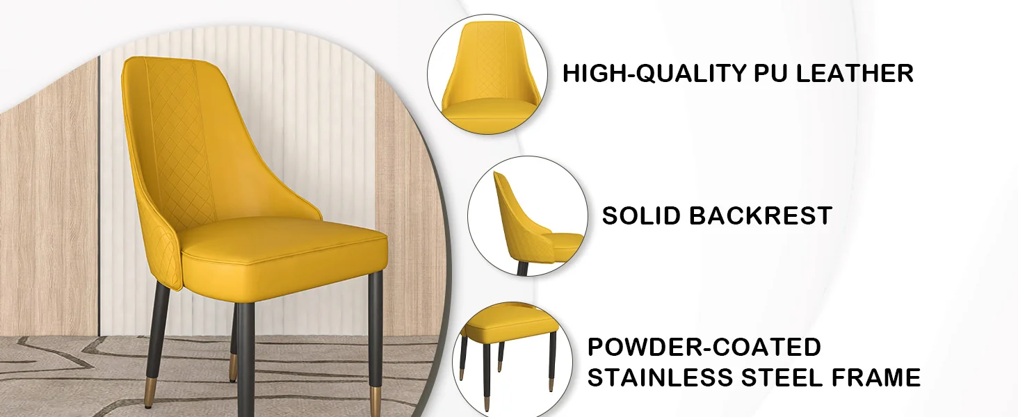 Allure Collection Modern Dining Chair In Mustard Yellow - Set of 4