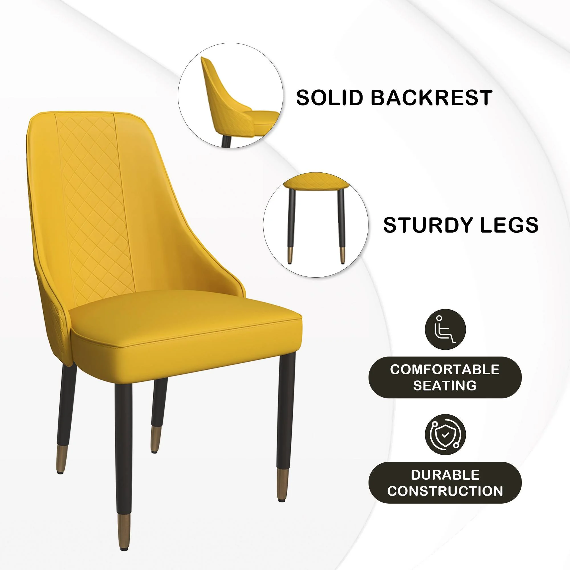Allure Collection Modern Dining Chair In Mustard Yellow - Set of 4