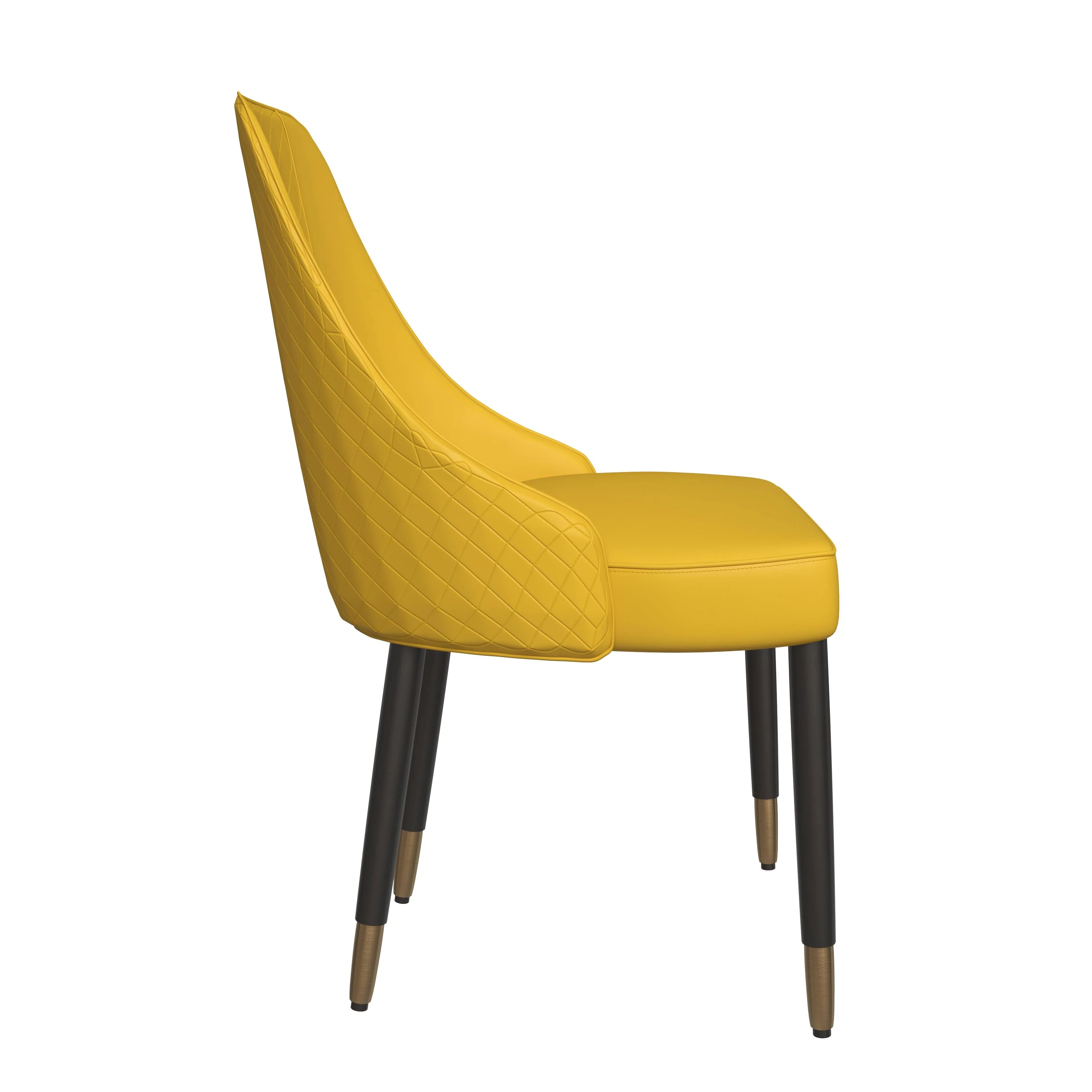 Allure Collection Modern Dining Chair In Mustard Yellow - Set of 4