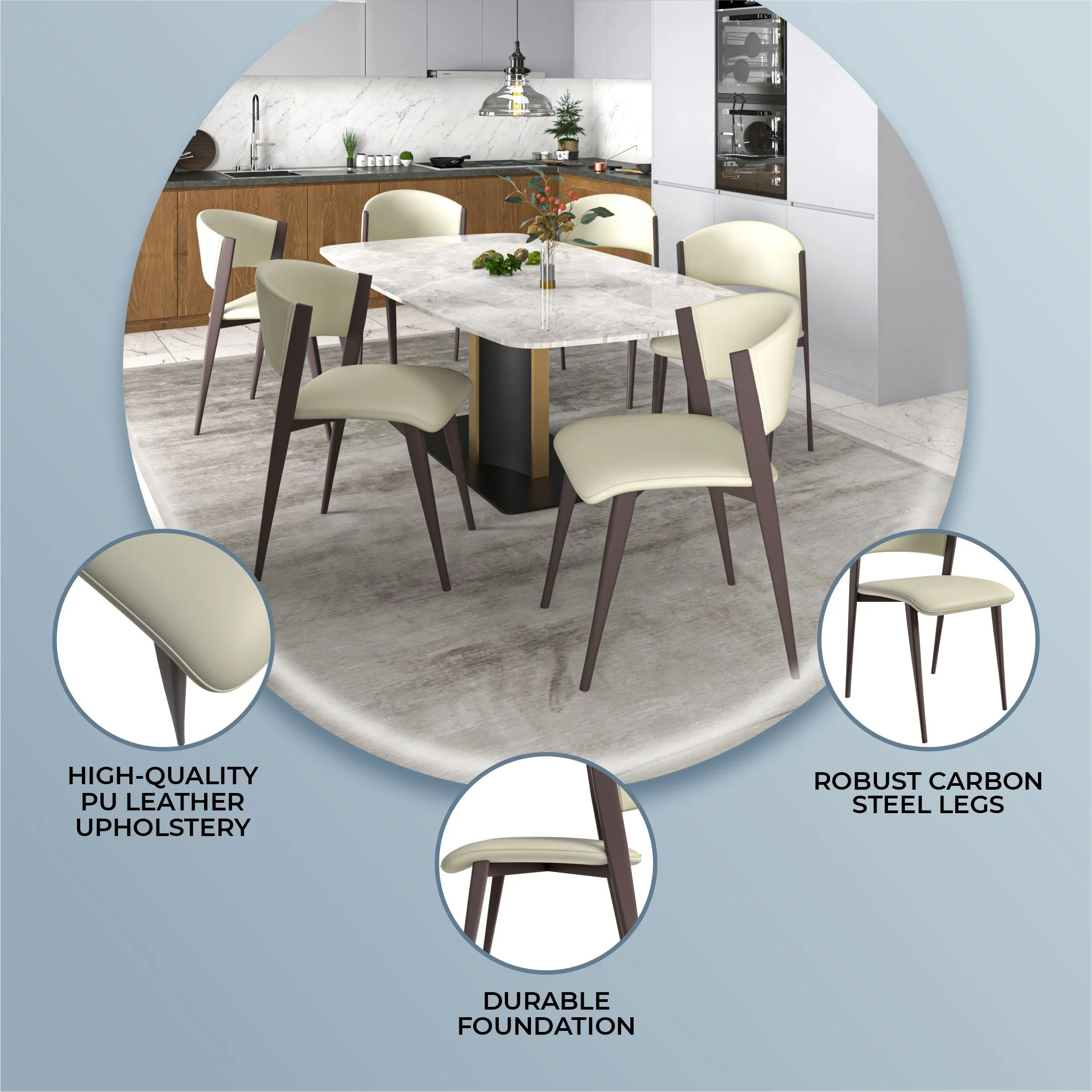 Aspen Collection Modern Dining Chair Set of 4 in White