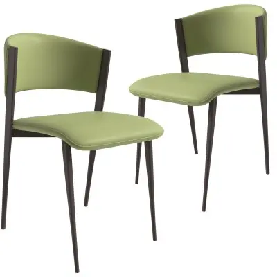 Aspen Collection Modern Dining Chair Set of 2 in Olive Green