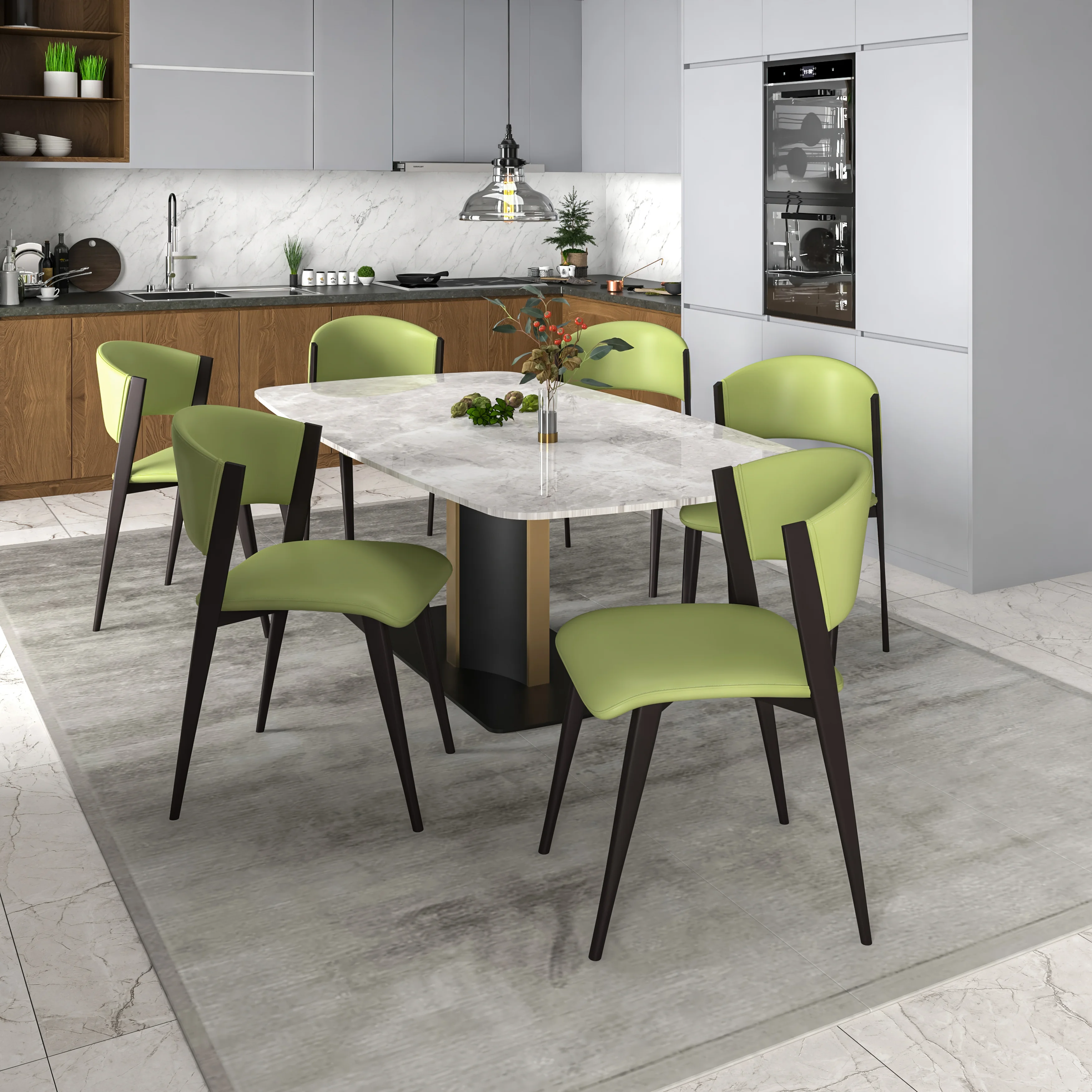 Aspen Collection Modern Dining Chair Set of 4 in Olive Green