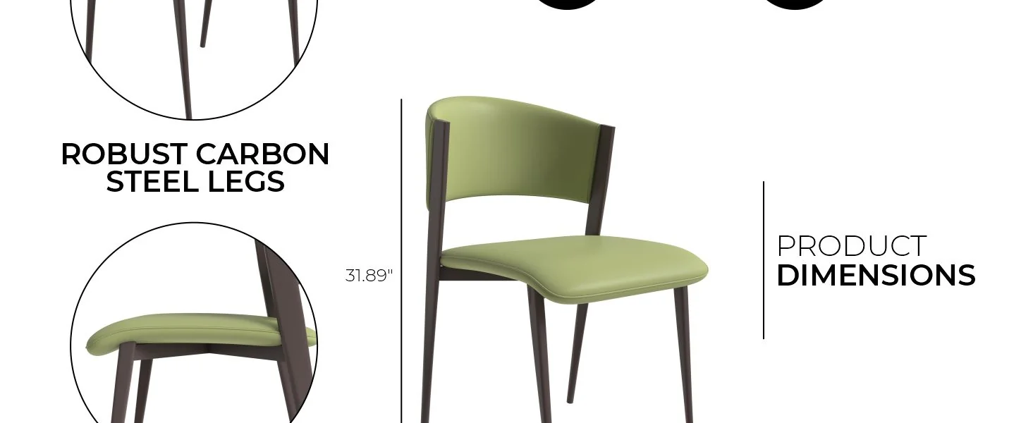 Aspen Collection Modern Dining Chair Set of 4 in Olive Green