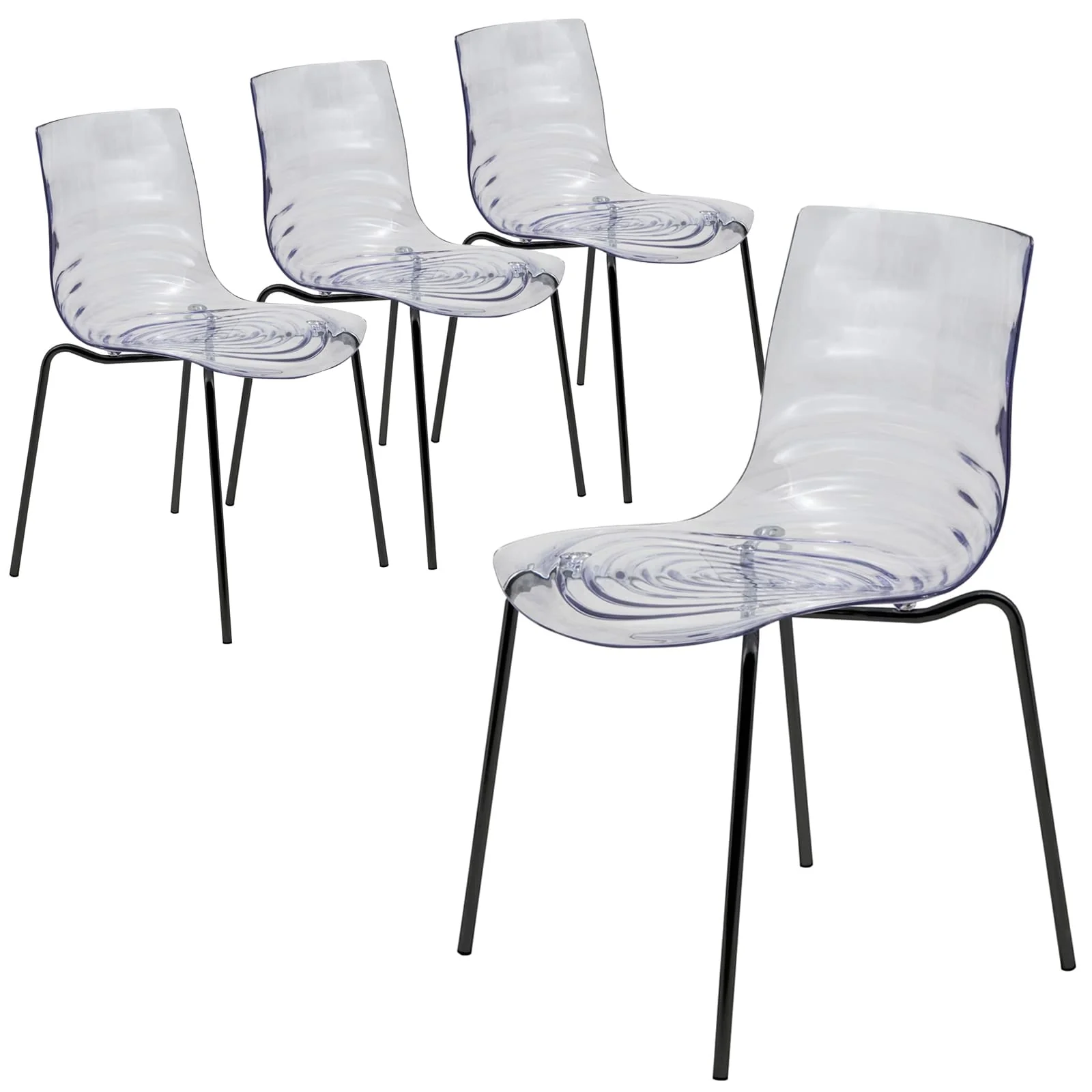 Astor Modern Dinin Chair, Single Chair, Black Base with Clear Seat Set of 4