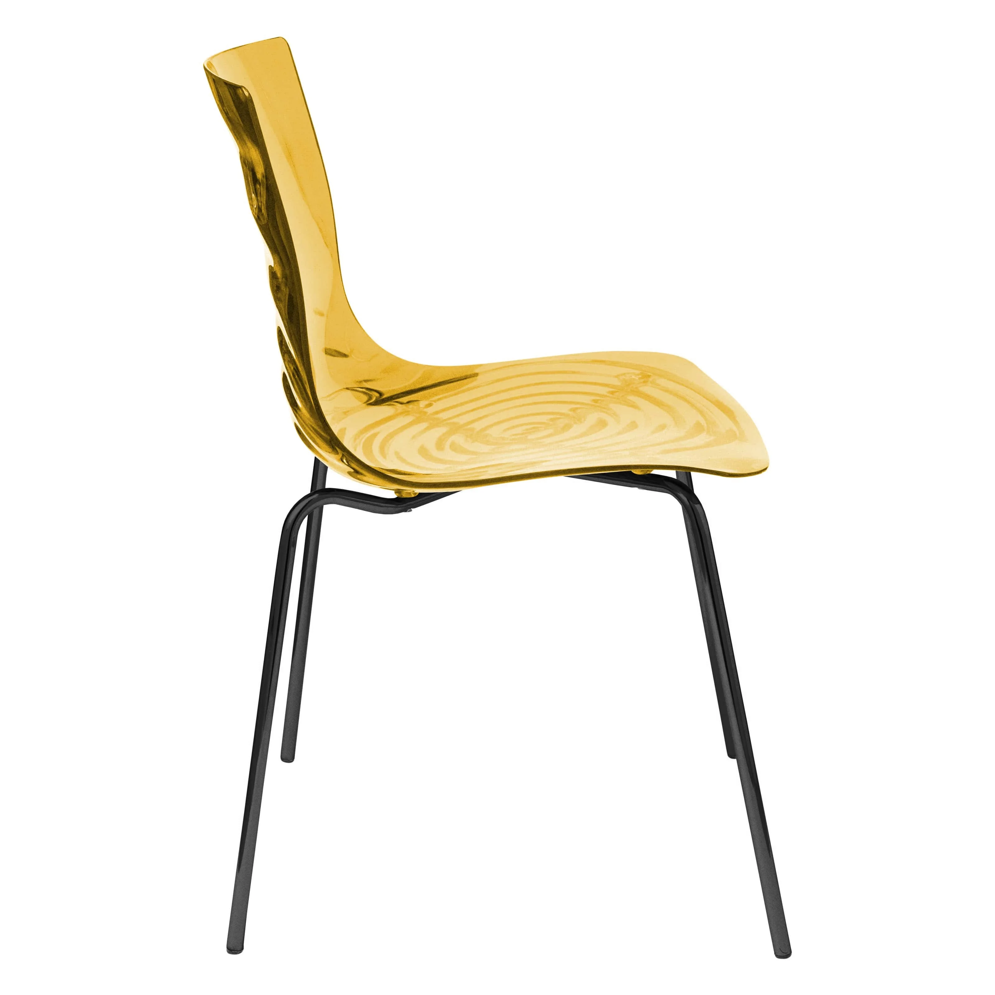 Astor Water Ripple Design Dining Chair in Black Base Orange Seat Set of 2