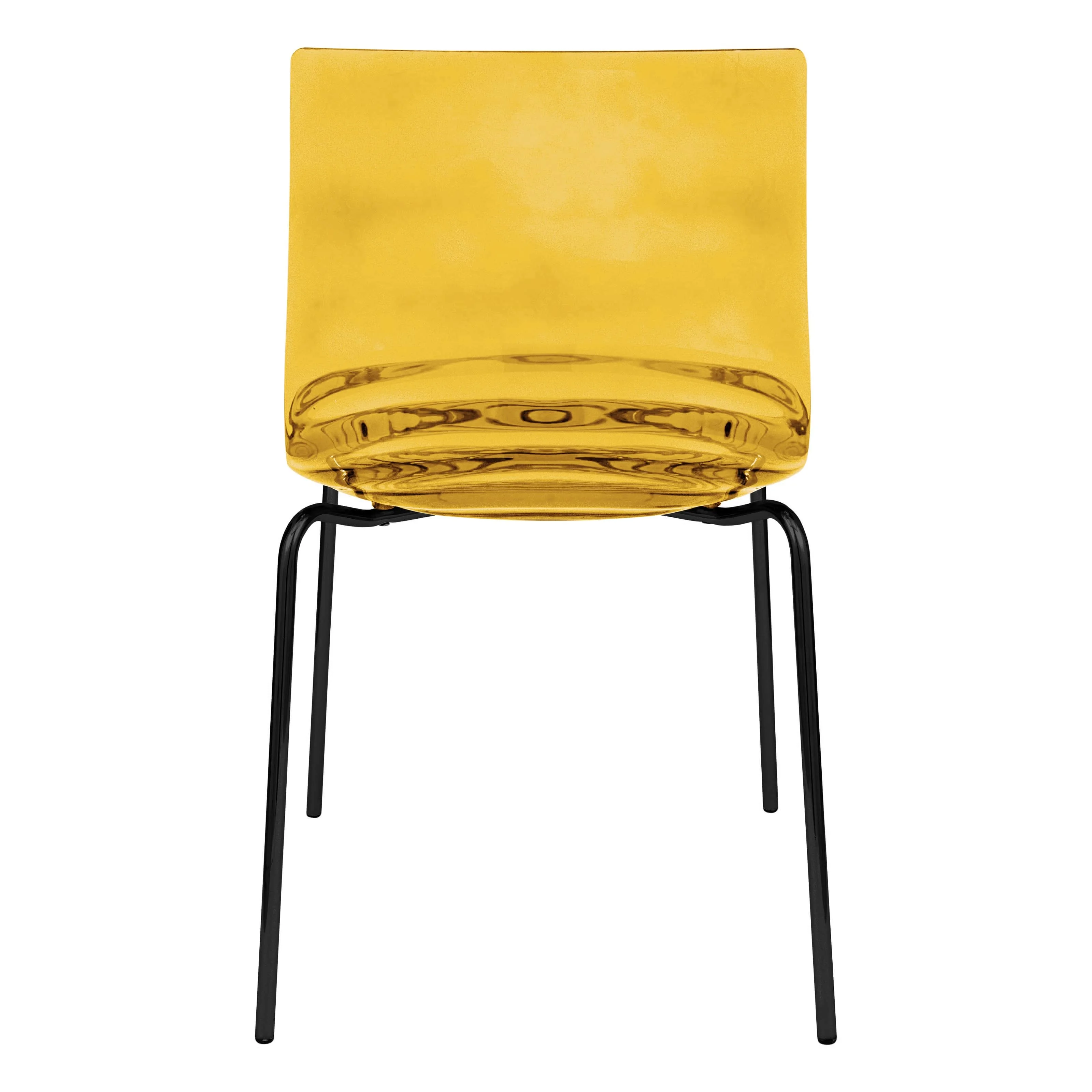 Astor Water Ripple Design Dining Chair in Black Base Orange Seat Set of 4