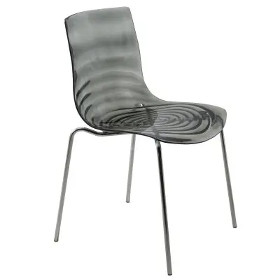 Astor Water Ripple Design Dining Chair in Black Base Trans BlackSeat