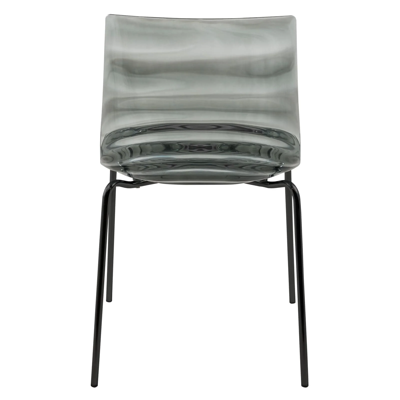 Astor Water Ripple Design Dining Chair in Black Base Trans Black Seat Set of 2