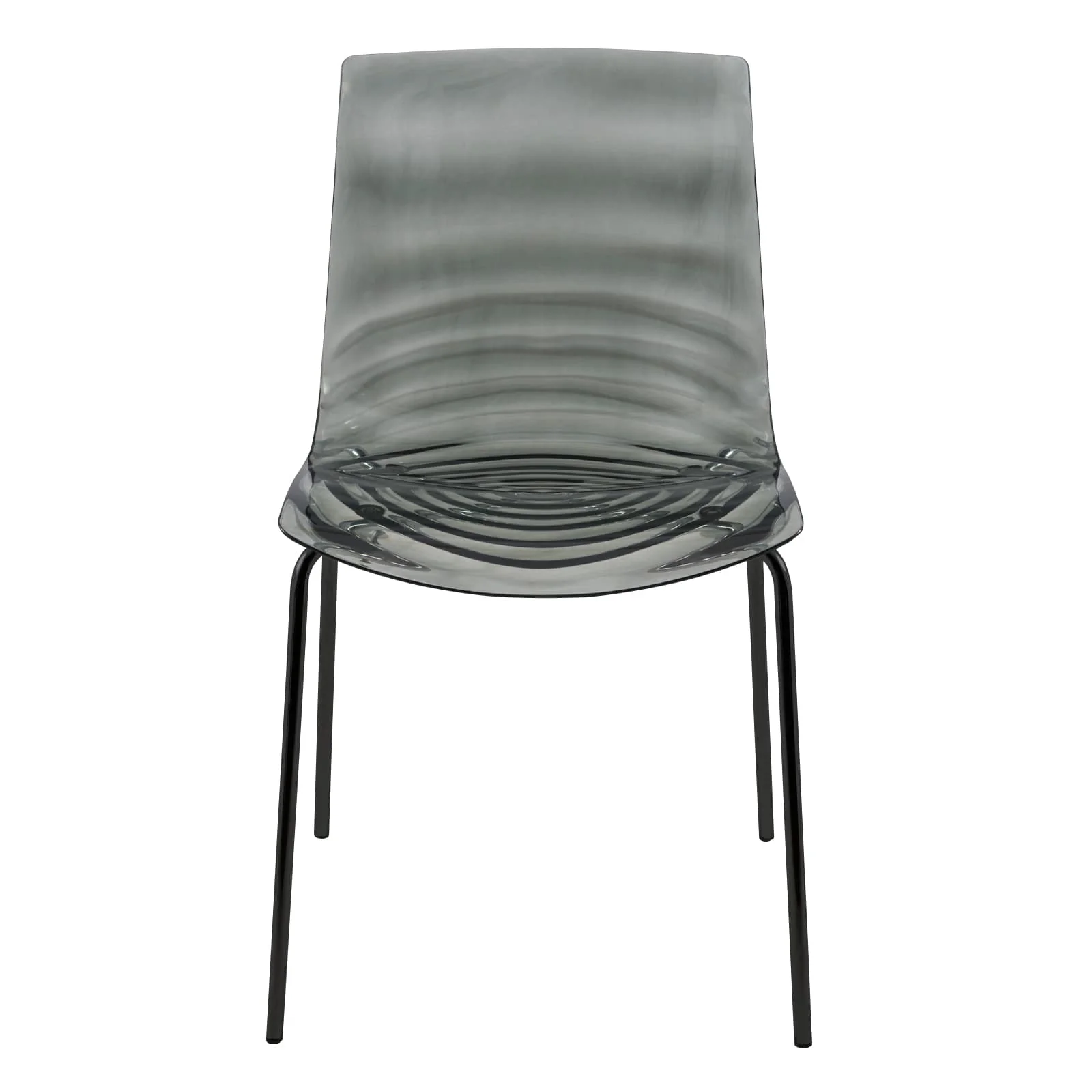 Astor Water Ripple Design Dining Chair in Black Base Trans Black Seat Set of 2