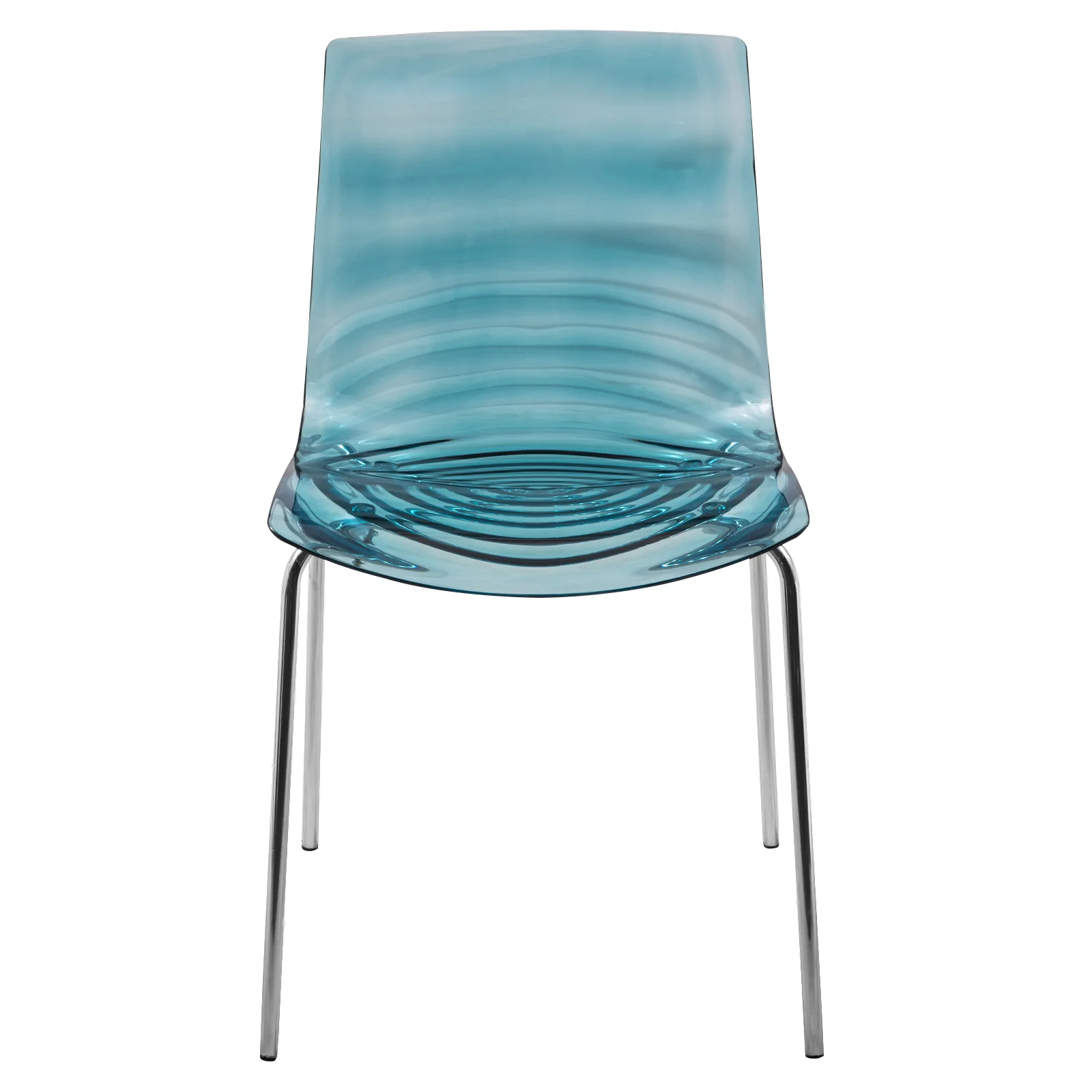 Astor Water Ripple Design Dining Chair in Black Base Trans Blue Seat