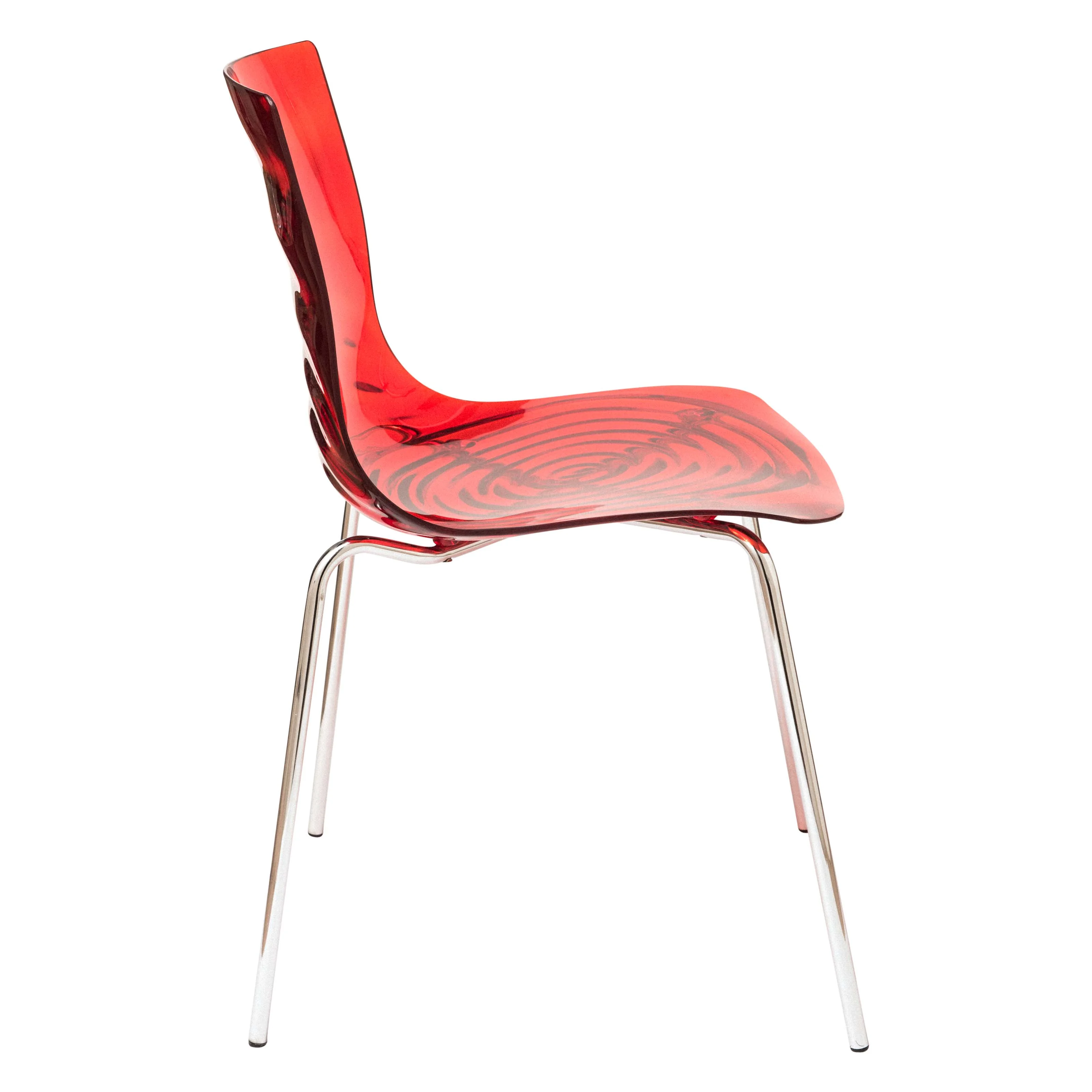 Astor Water Ripple Design Dining Chair in Black Base Trans Red Seat